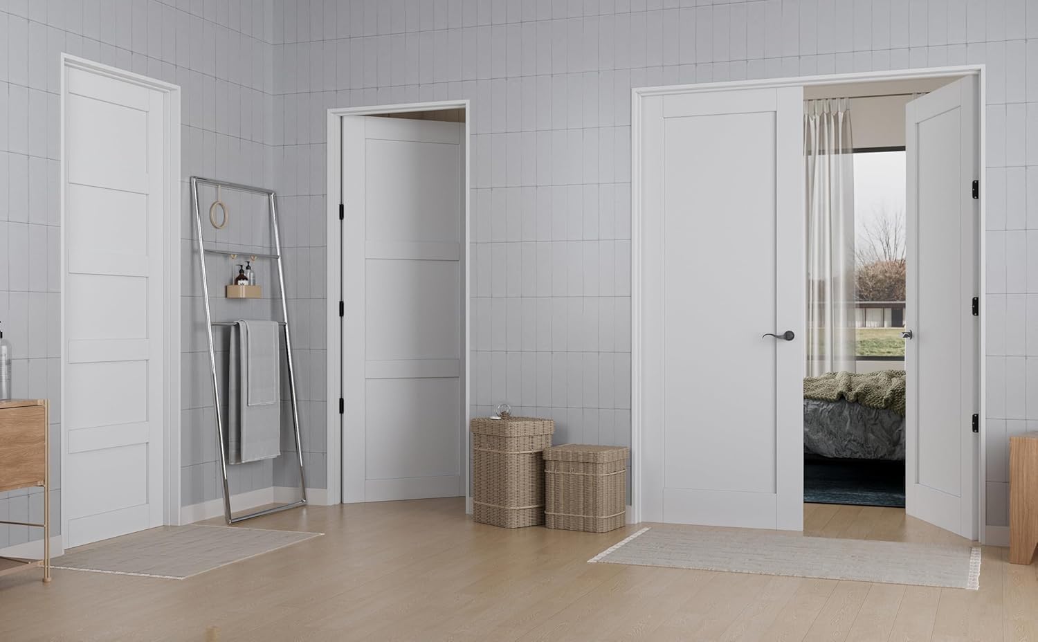 Slab Door Interior, Solid Core Pre-Built Wood Doors 36"x80", 2-Panel White Bedroom Door Shaker, Pantry, Bathroom, Laundry Swing Door w/o Frame, Pre-Finished & Paintable with CARB P2