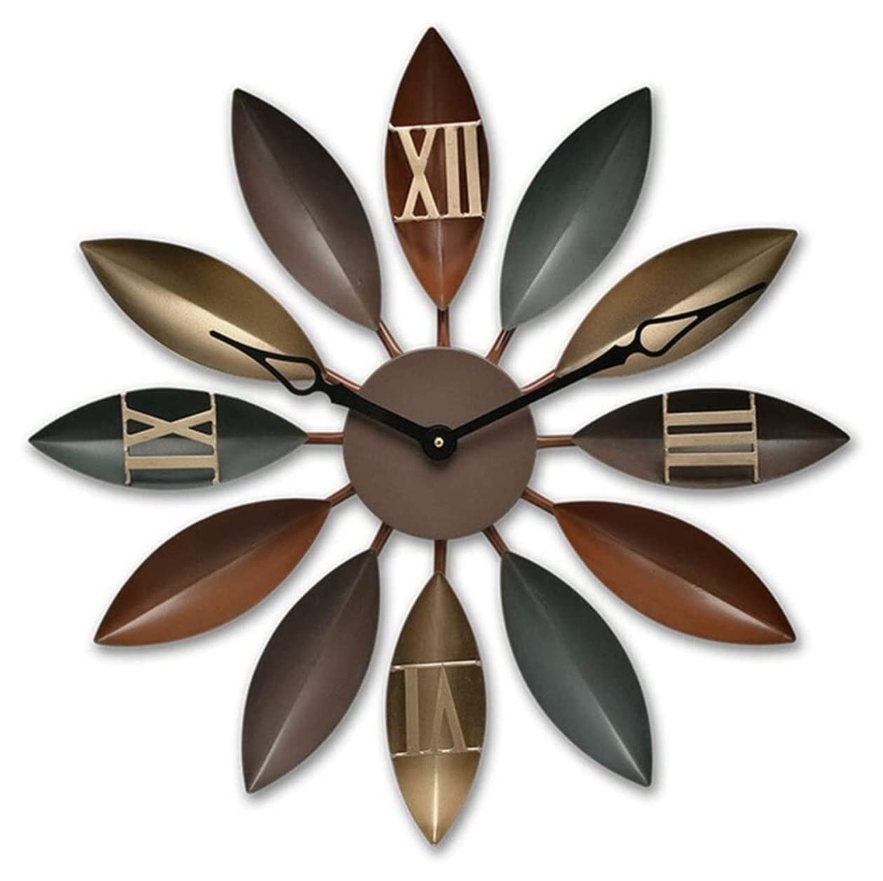 FLYIODFCXV creative wall clock, 55CM Creative Leaf Shape Silent Wall Clock Non Ticking Retro Vintage Style Art Decor Clocks