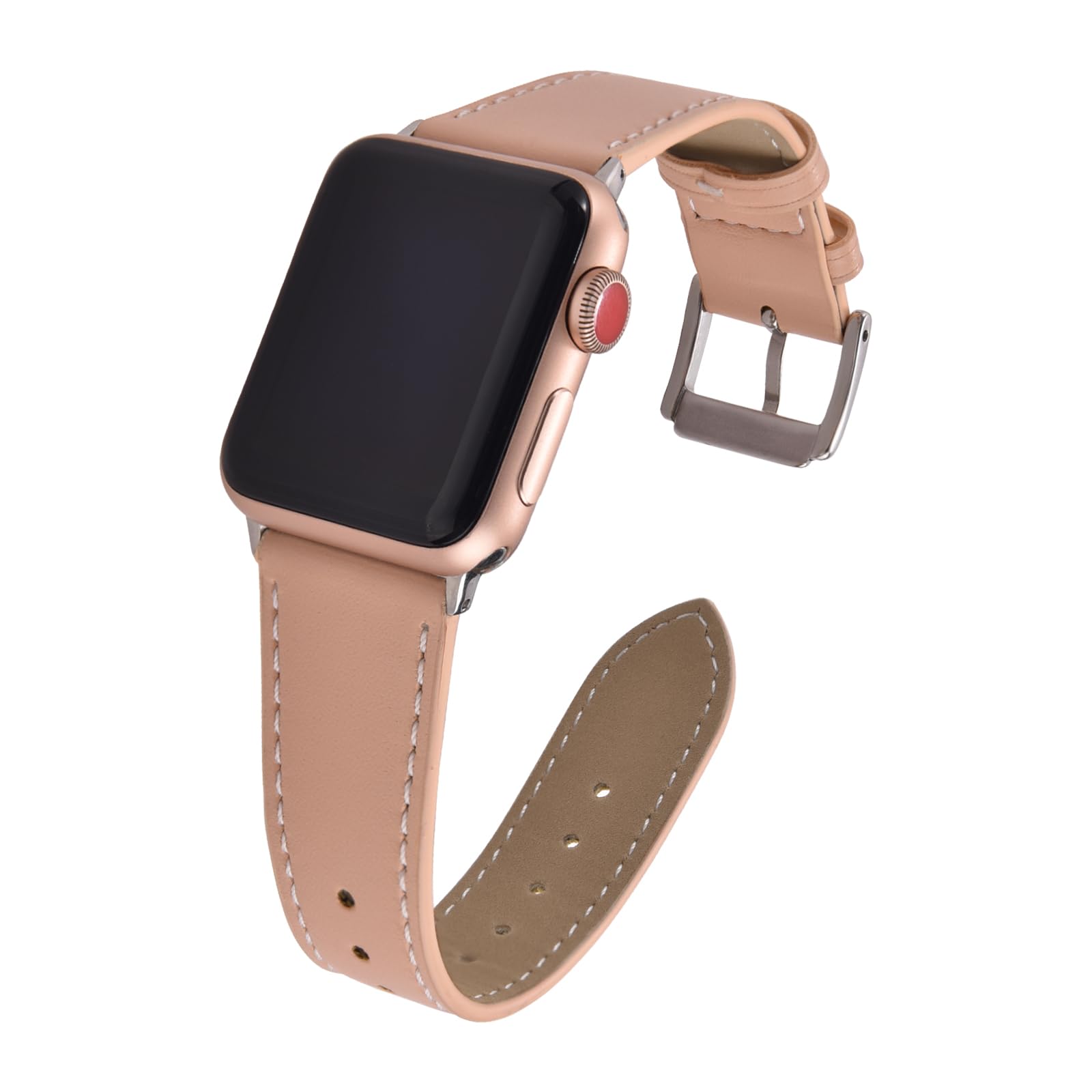 PTFULUOS Leather Watch Band for Apple Watch - Compatible with 38mm 40mm 41mm 42mm 44mm 45mm 46mm 49mm Strap - Soft Replacement Wristbands for iWatch