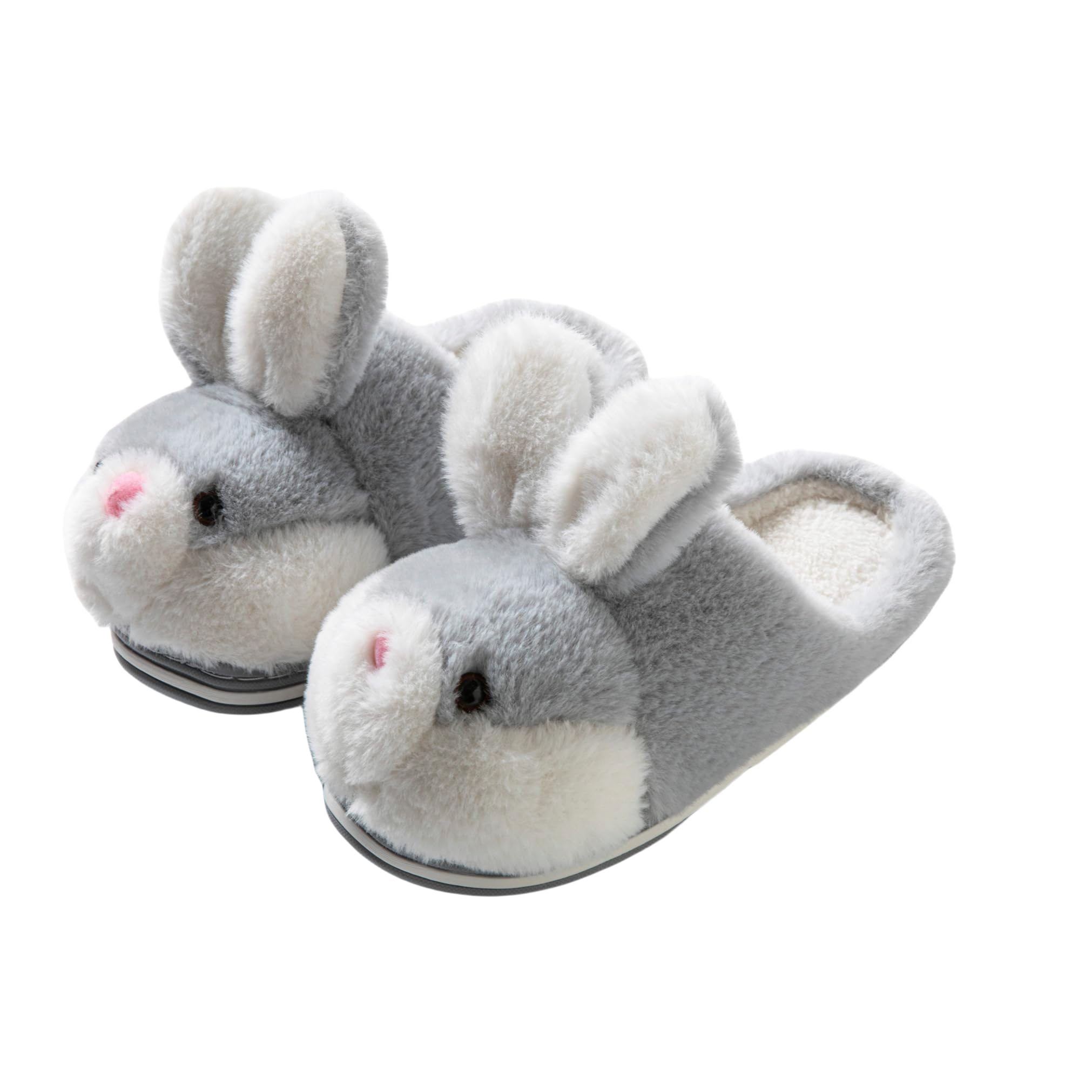 Generisch Pantoufles En Coton Avec Semelles épaisses Et Oreilles De Lapin, Chaussons Mignons En Coton Pour Femme En Hiver, Gris, 36/37 EU