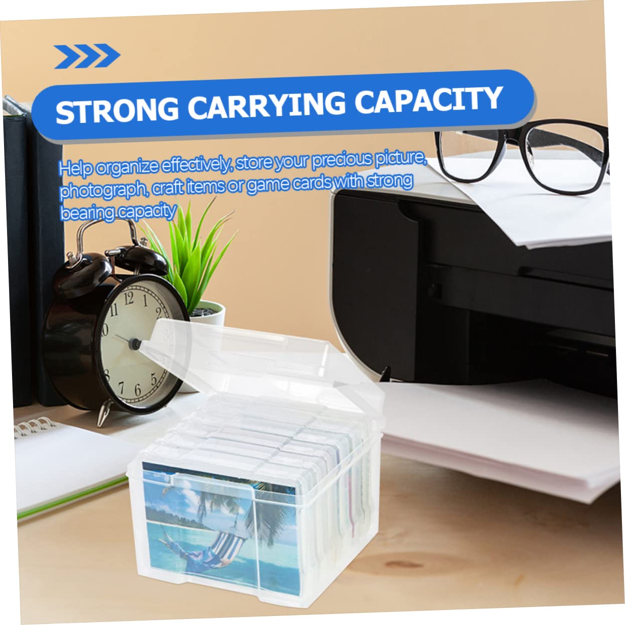 BELLIFFY 1 Set Boxes Photo Storage Box Picture Greeting Storage Binder Keeper Clear Photo Storage Containers Photo Storage Bins Fotos Greeting Card Organizer Photo Boxes Storage Plastic