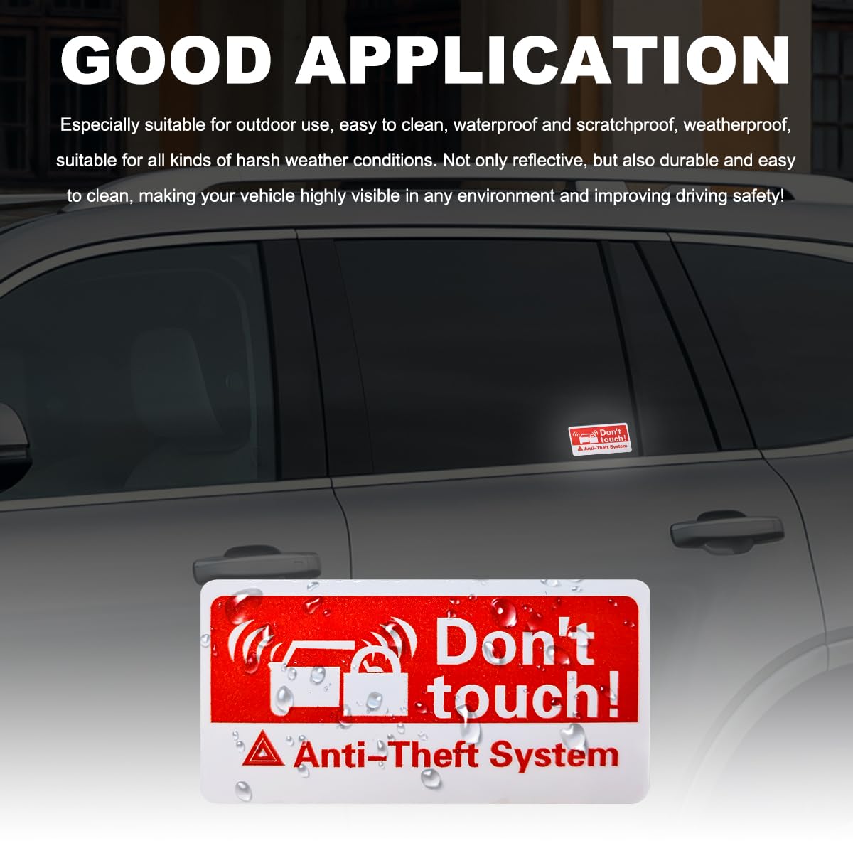 Adesivo del sistema di allarme di avvertimento impermeabile non toccare il sistema di sicurezza antifurto per finestrino dell'auto del motore decalcomanie per tutto il corpo 3.6x 1.6cm  30