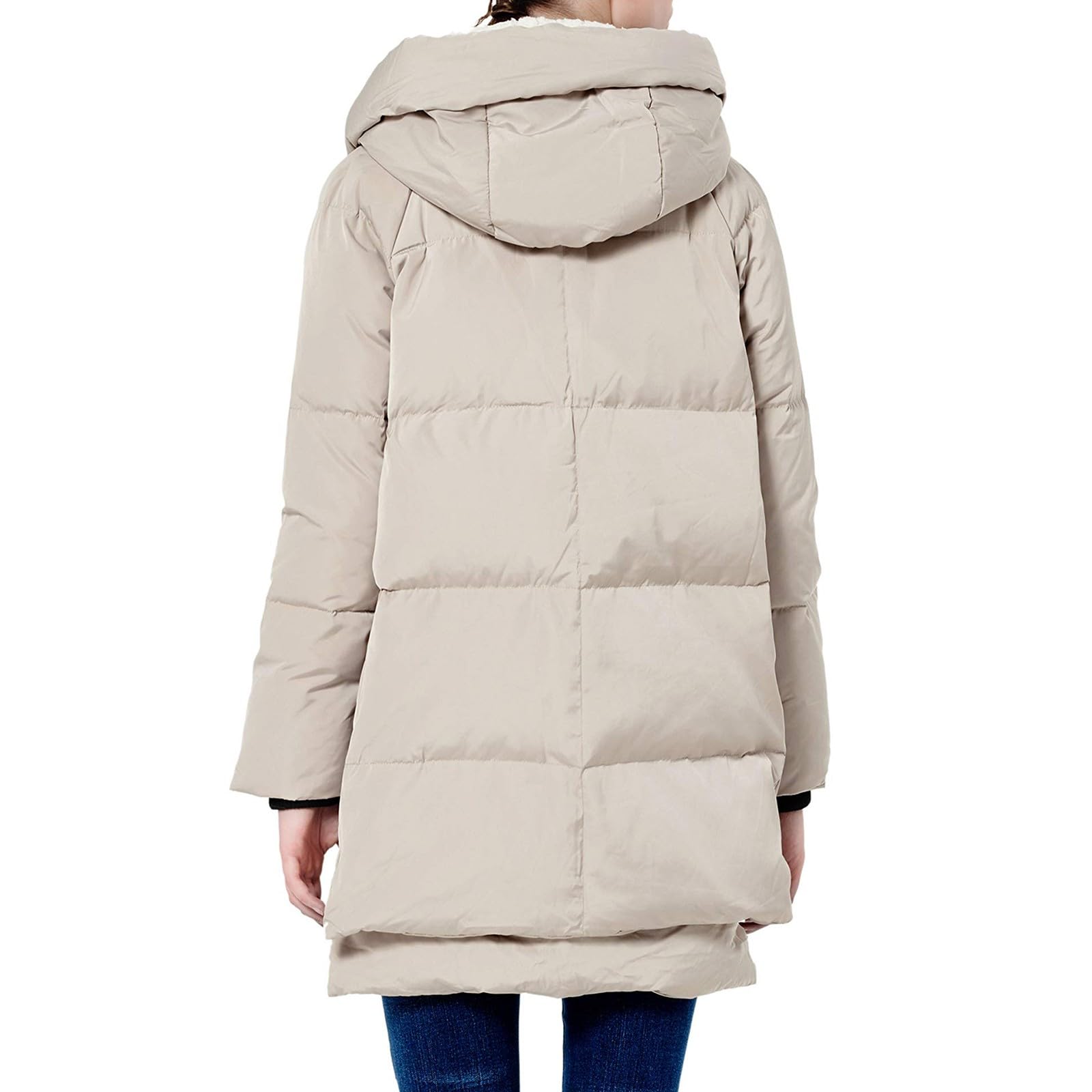Generisch Chaqueta de plumas para mujer, invierno, chaqueta acolchada para mujer, ligera, tallas grandes, chaqueta con capucha, chaqueta de entretiempo forrada de felpa con cordón, abrigo acolchado de
