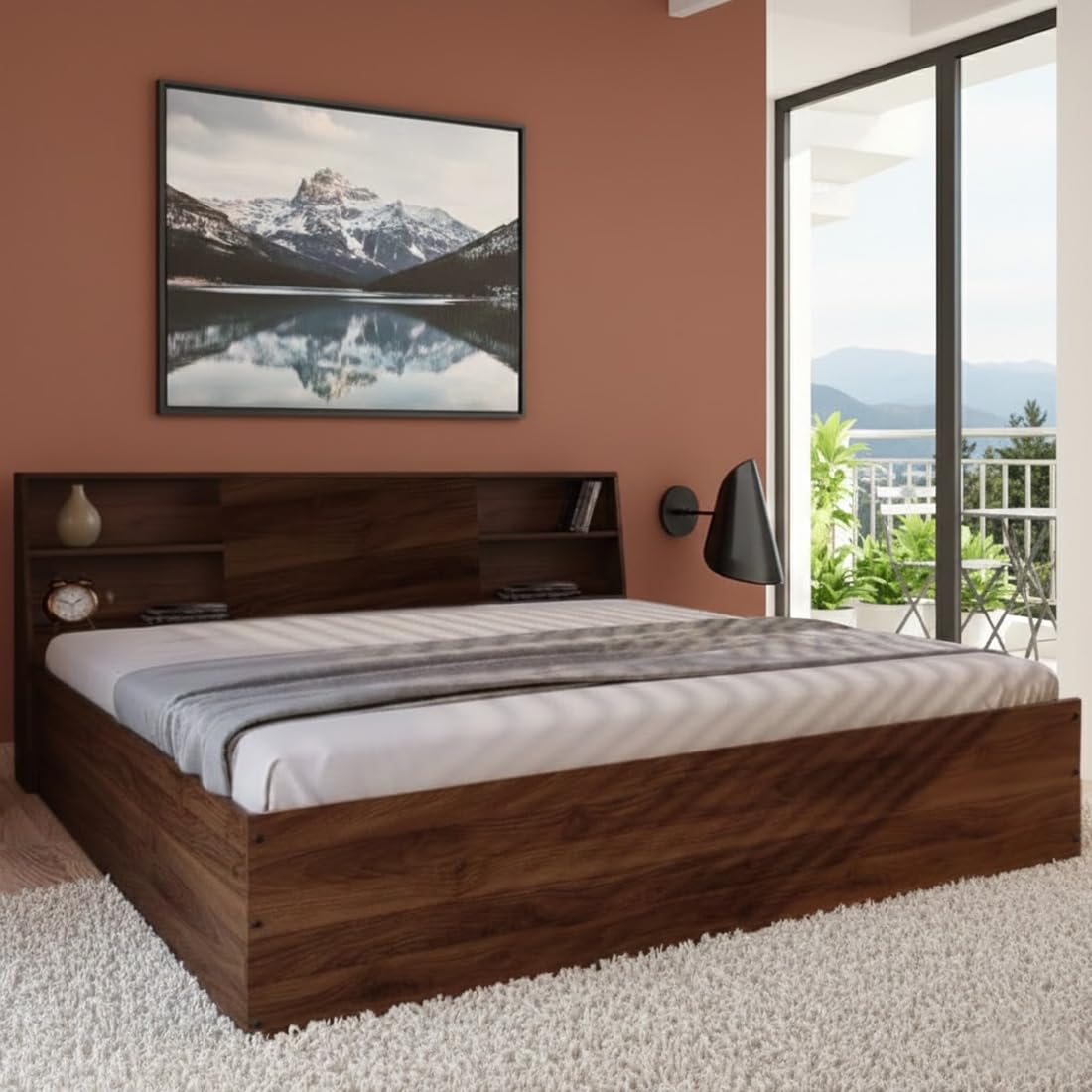 FURNY Alexon King Size Bed with Headboard Storage & Box Storage | Engineered Wood | Contemporary Design | Strong Bed for Bedroom & Hotel-image-18