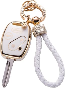 Gematay for Honda Key Fob Cover with Keychain Lanyard, Key Fob Protector Compatible with Honda 2003-2012 Accord / 2006-2013 Civic EX / 2009-2015 Pilot /2005-2006 CR-V Smart Key Case Holder