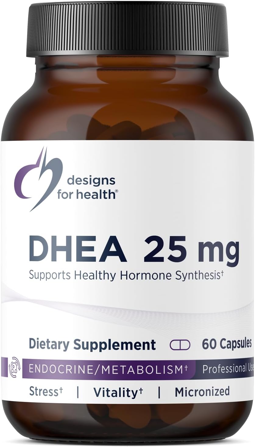Designs for Health DHEA 25mg – DHEA Supplement for Men + Women – Supplement to Help Support Healthy Aging, Muscle Integrity, Energy + Hormonal Synthesis – Non-GMO (60 Capsules)