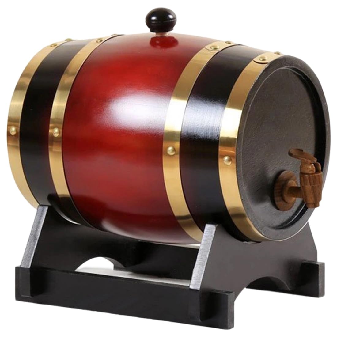 Aundhegrtt For Cocktail Storage Wine Whiskey Dispenser 1.5 Wooden Bottle with Stand Bung& Spigot A