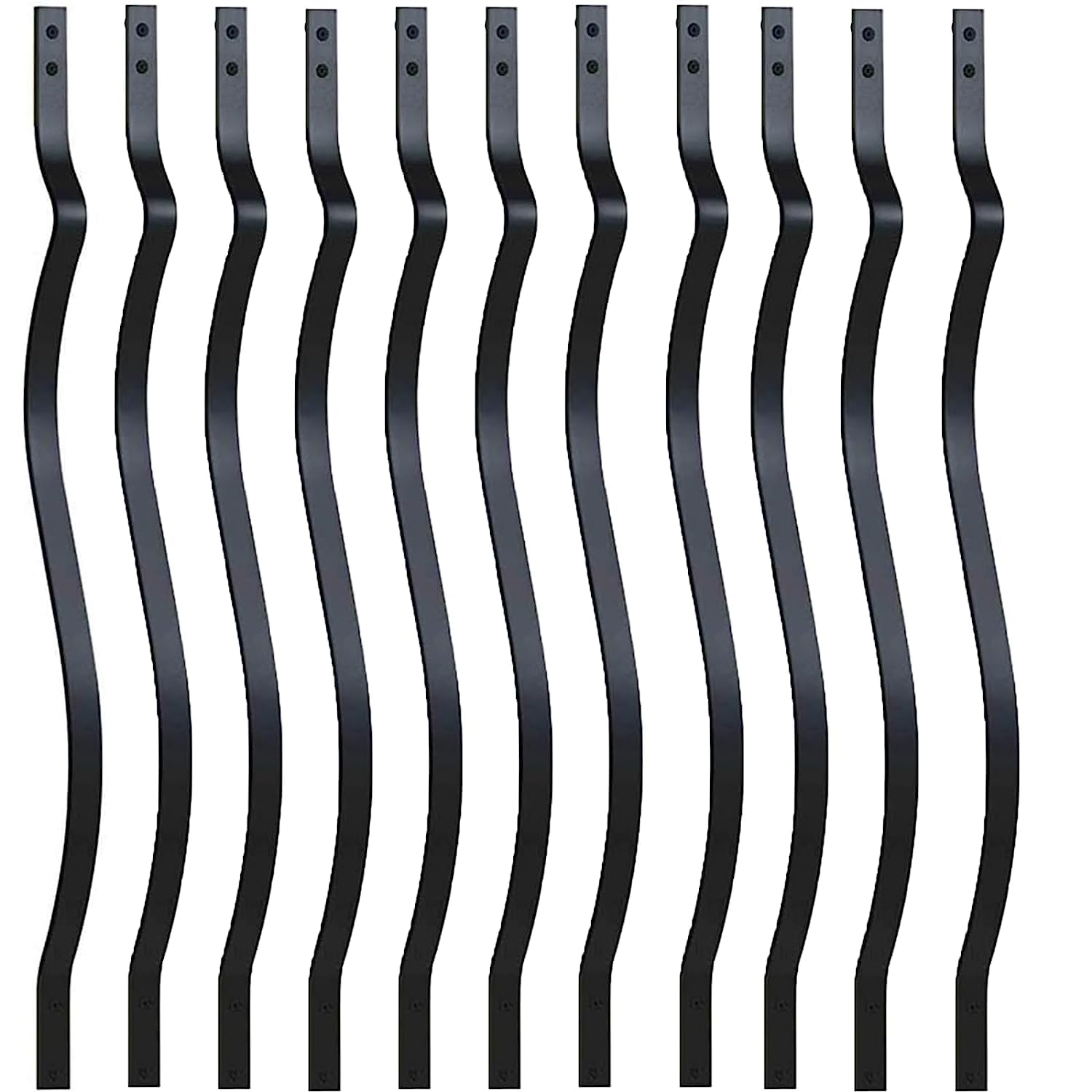 SCARIU Bow Baluster, 26 Pack Metal Deck Spindles, 32.25"x1" Deck Balusters with Screws,Balusters Iron Deck Spindles, Wave Arc Baluster for Outdoor Stair Deck Porch