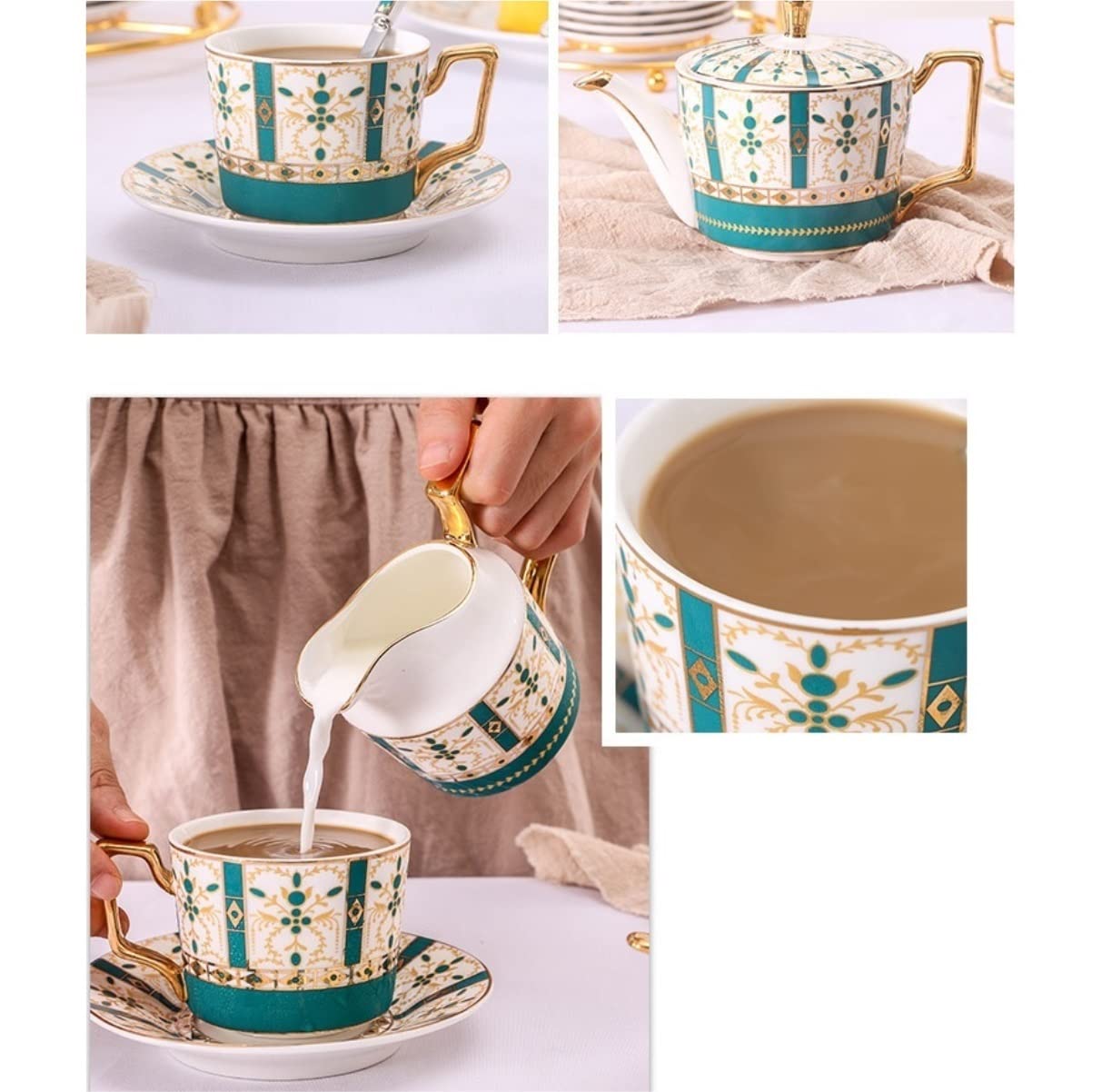 Zestaw Filiżanek Do Herbaty Kawy 14 Szt. Zestaw Do Herbaty Styl Europejski Szkliwiona Porcelana Serwis Do Kawy I Herbaty Z Filiżankami I Spodkiem Popołudniowa Herbata Drinkware Dla Domu