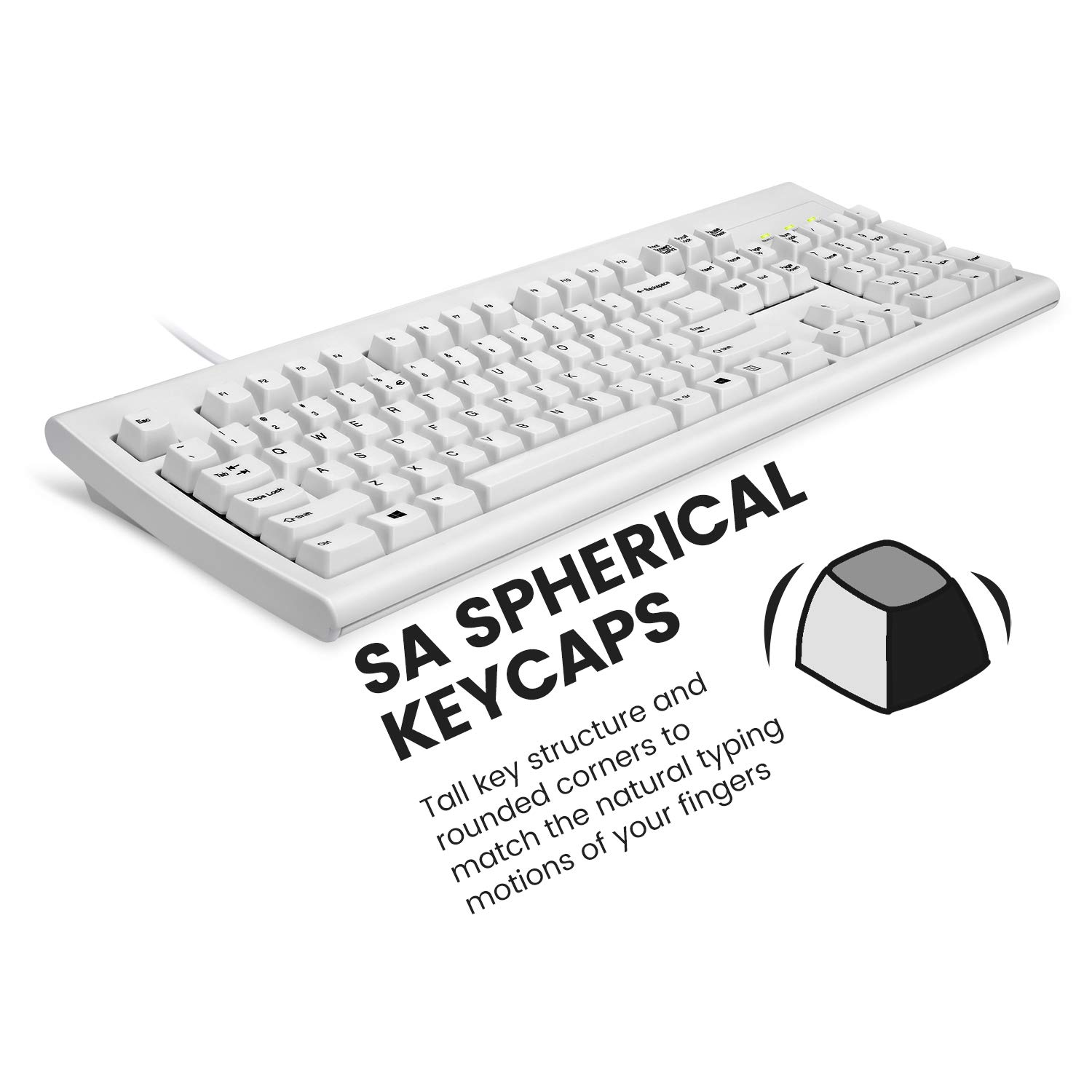 Perixx PERIBOARD-106 Clavier USB anglais (US QWERTY) - Haute performance - Touches plus hautes - Taille complète avec clavier numérique - Blanc