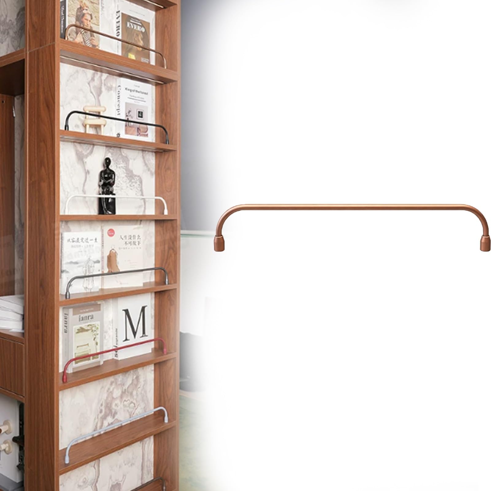 Minglez Gold/B Gallery Rail For Shelves Gallery Shelf Rail For Bookshelves/Bookcase, Customizable Tipping Rail Bar Set For Kitchen Cabinet Shelves, White/ Shelf Rails For Shelves(,5Inch/13Cm)