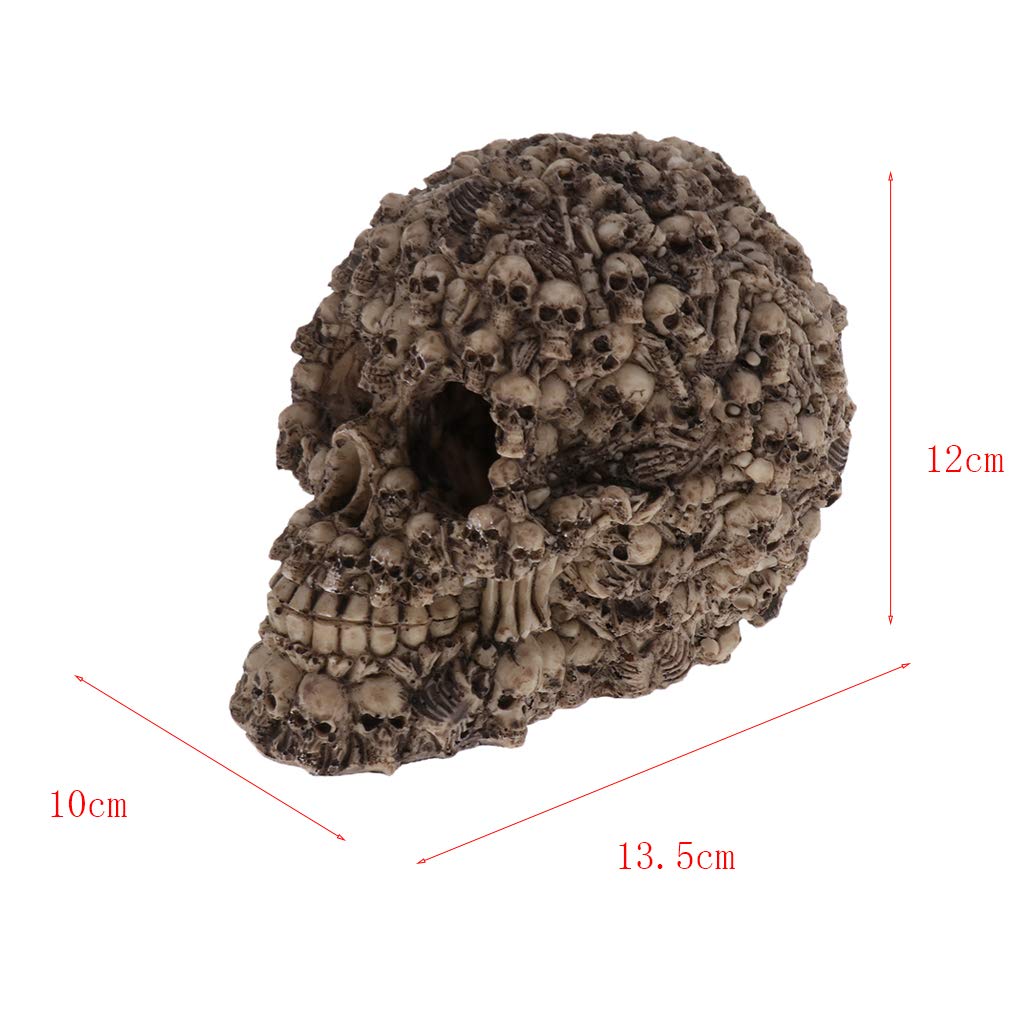 Fenteer Harz Totenkopf Versteck Höhle Terrarium Aquarium Deko für ien und kleine Fische, Typ 1