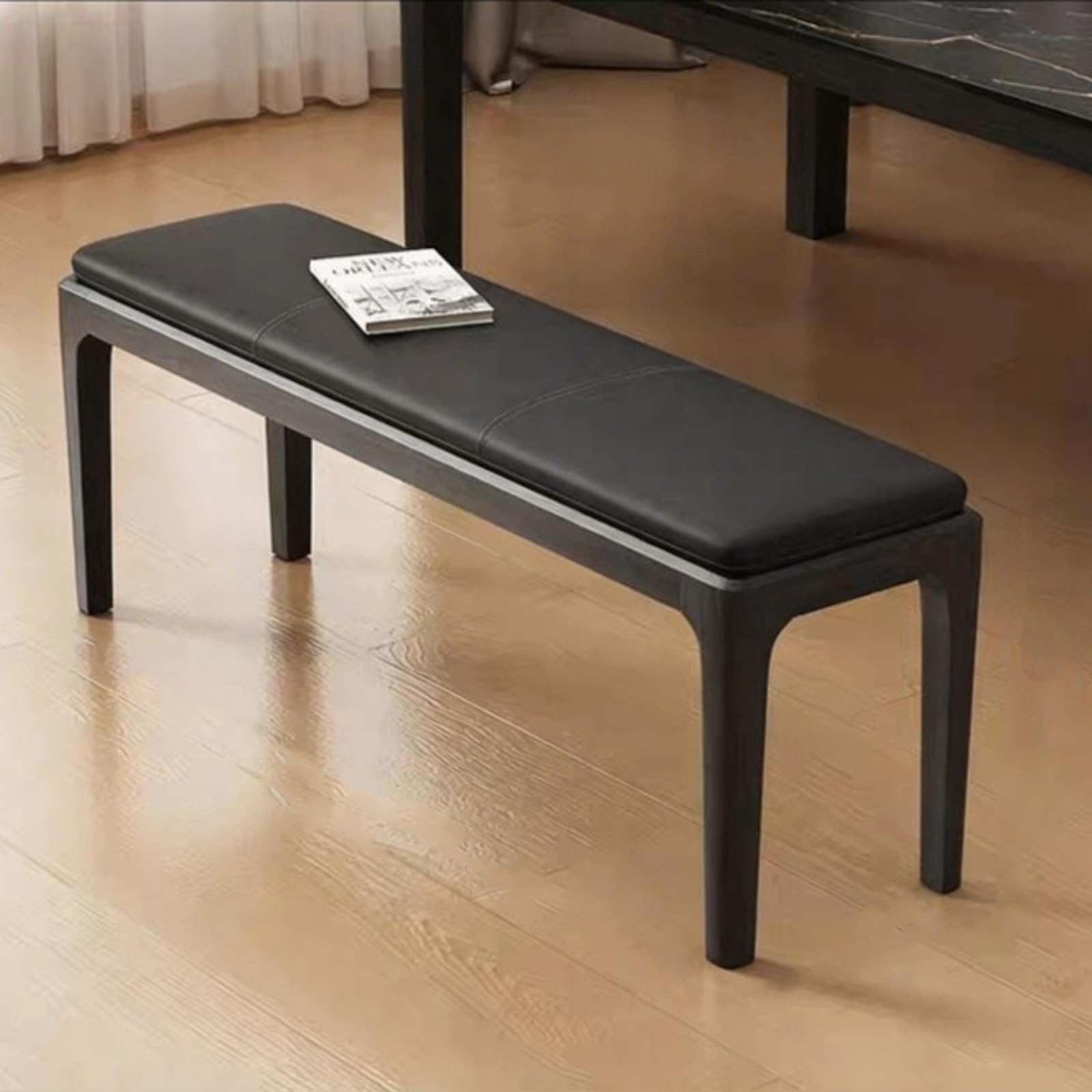 Banco de comedor de madera negro 140cm para salon y dormitorio