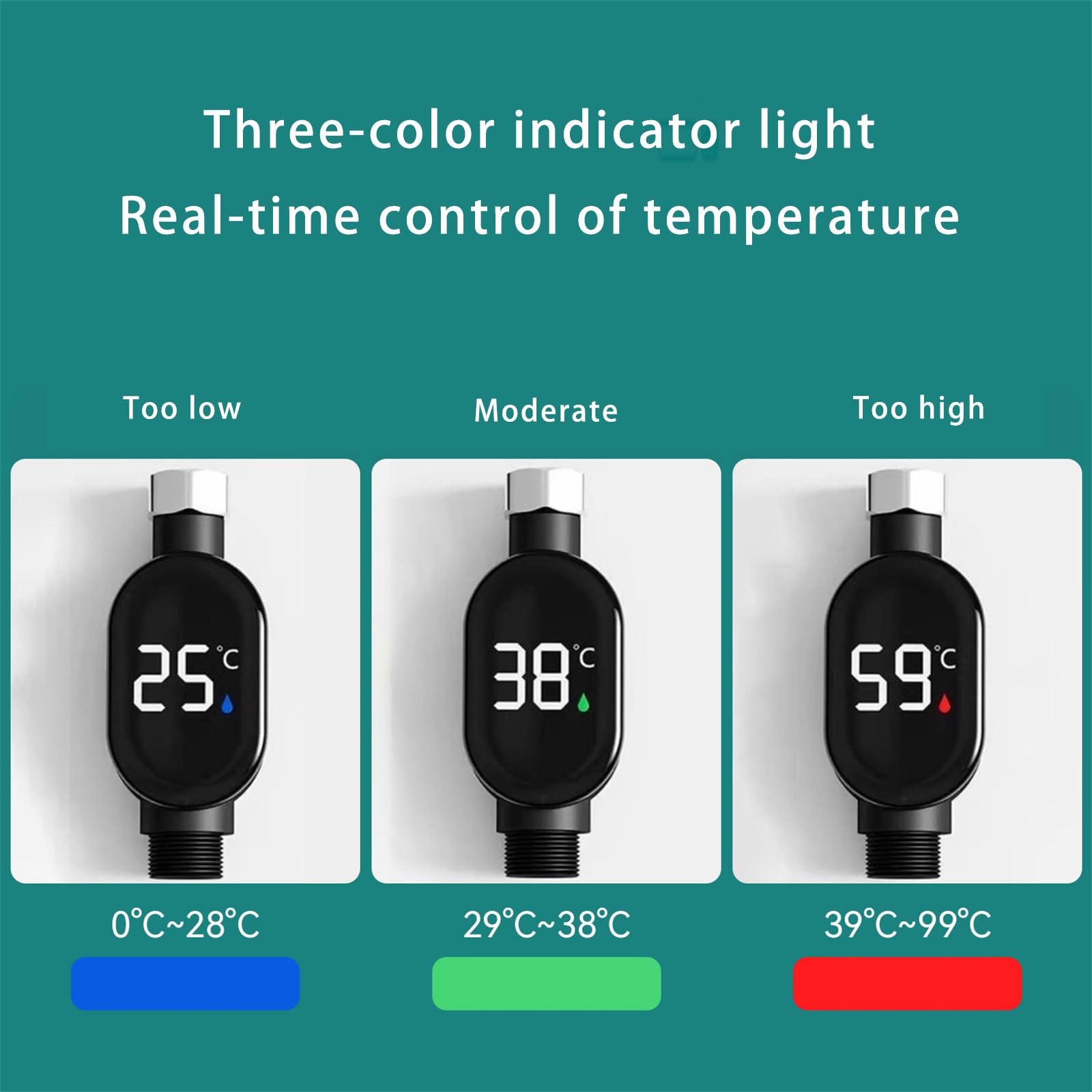 Soffione Doccia Termico a Risposta Rapida Display Monitoraggio della Temperatura Acqua in Reale Robusto Accessorio da Bagno in Acciaio Aggiornamento Automatico della Temperatura della
