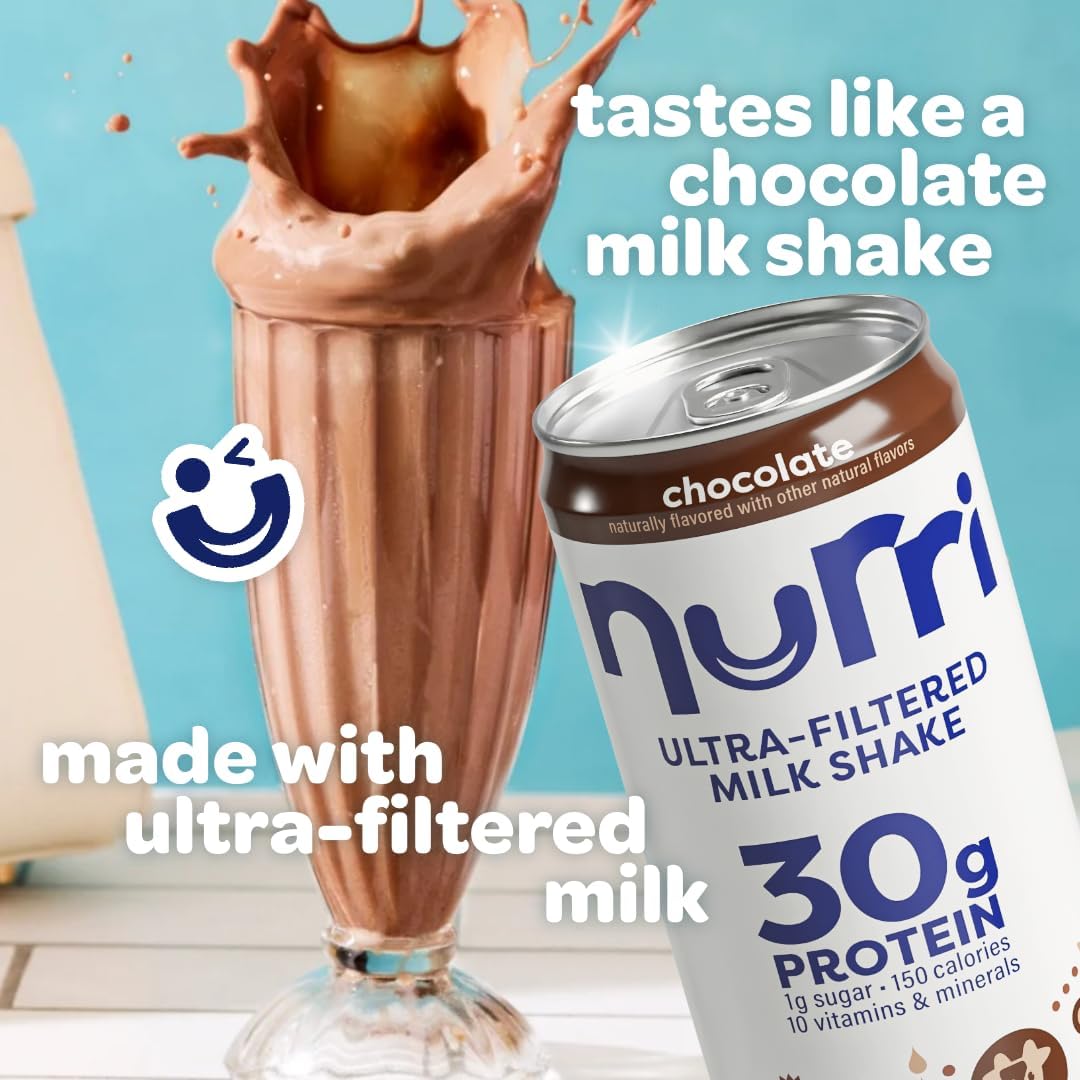 Nurri 30g Protein Milk Chocolate Shake, 11 Fluid Ounce (Pack of 12) – Ultra-Filtered, Lactose-Free, Low Sugar, 150 Calories, High Protein Recovery Drink