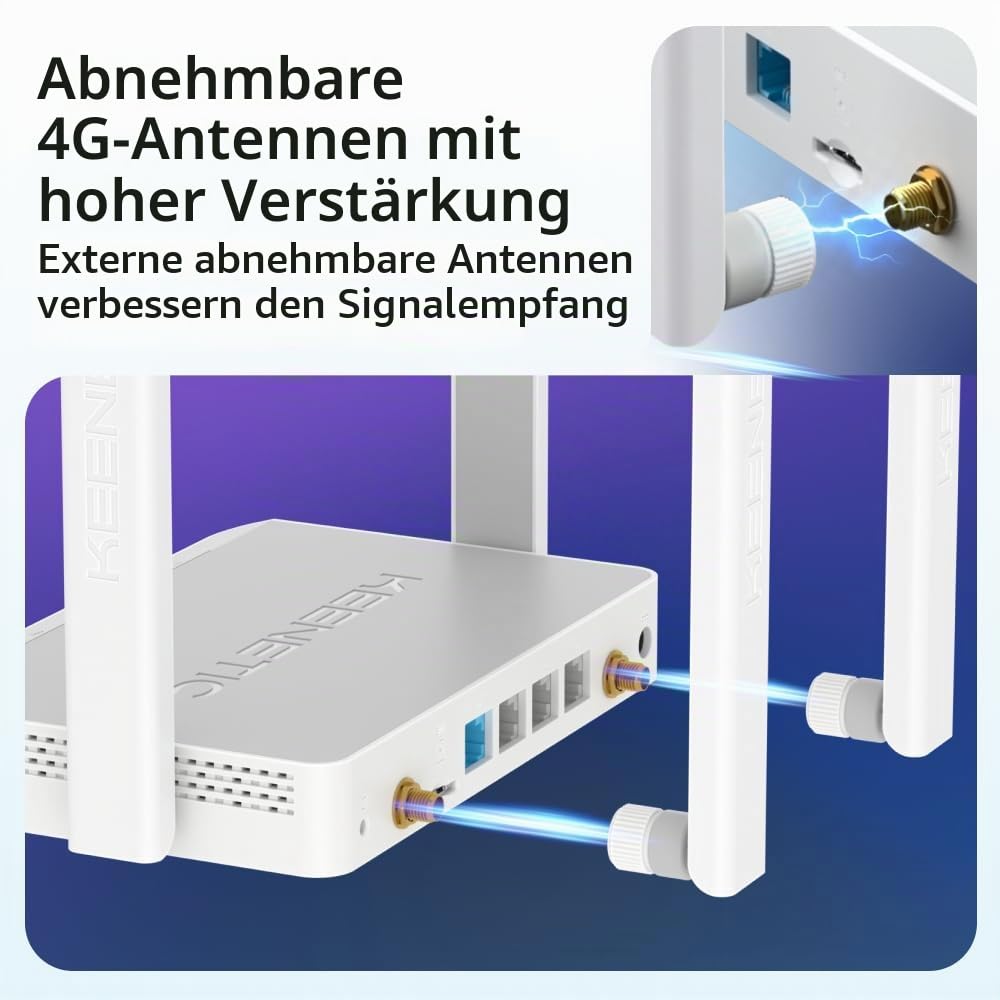 Keenetic Runner 4g (geeignet für Deutschland) N300 Mesh-WLAN-4G-Router mit einem 4-Port-Smart-Switch