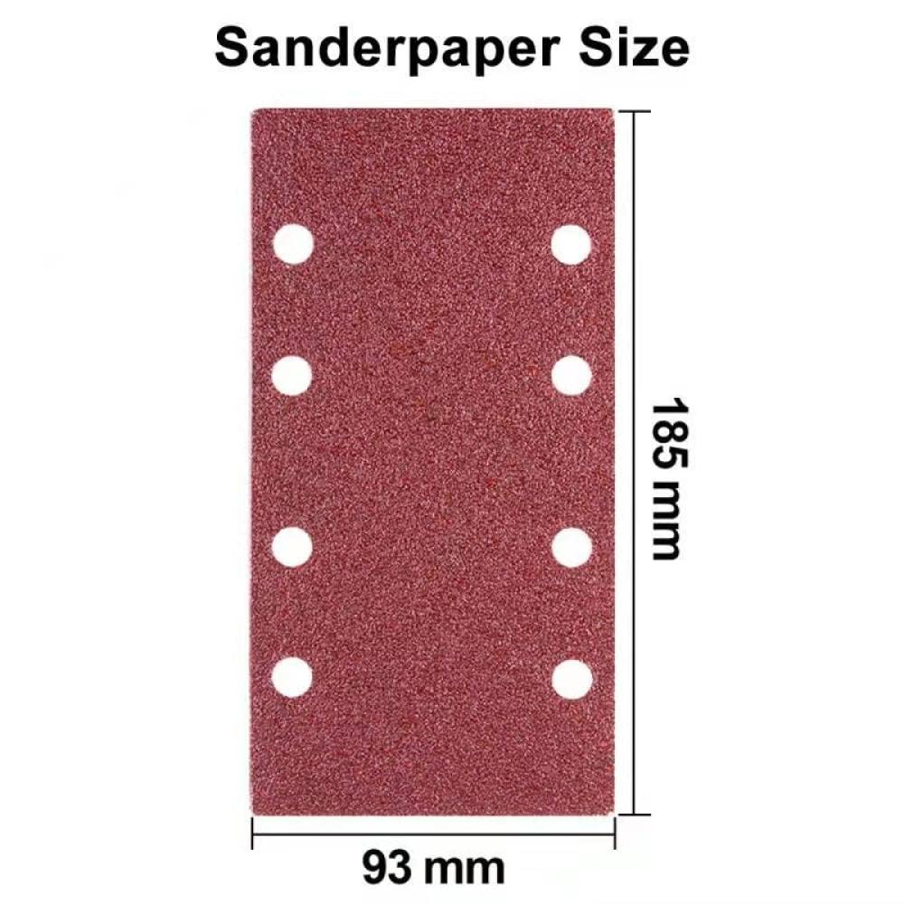 Fogli abrasivi 93 x 185 mm Carta vetrata abrasiva ad acqua/asciutta Tamponi per levigatrice a strappo Grane assortite Adatta per levigatrice rettangolare, Set D