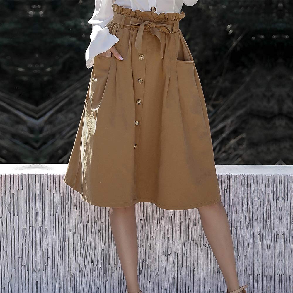 A Line Skirt Women's High Waisted Midi Skirts Business Casual