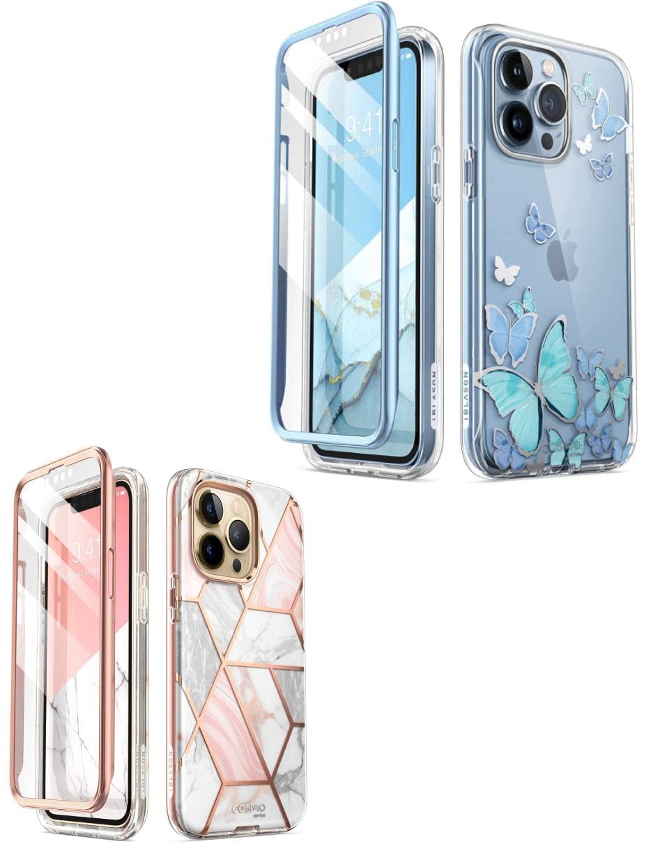 i-Blason Cosmo Designed for iPhone 13 Pro max Case (Blue & Marble)