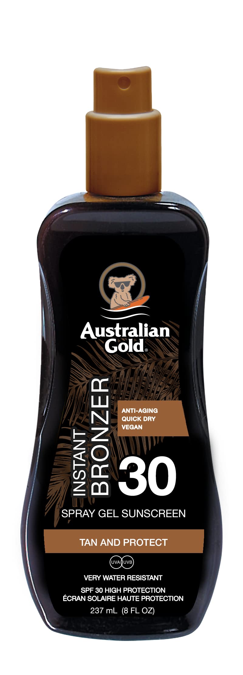 Australian Gold spf 30 spray gel con bronzer