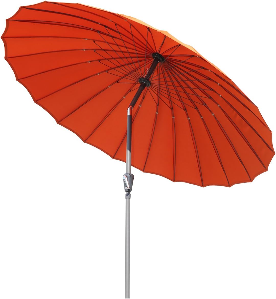 Angel Living 250cm Parasol de Acero y Aluminio de Jardín con Manivela, Sombrilla Inclinada Muy Estado con Mástil de Diamentro de 38mm, para Jardín Patío Terraza (Terracota)