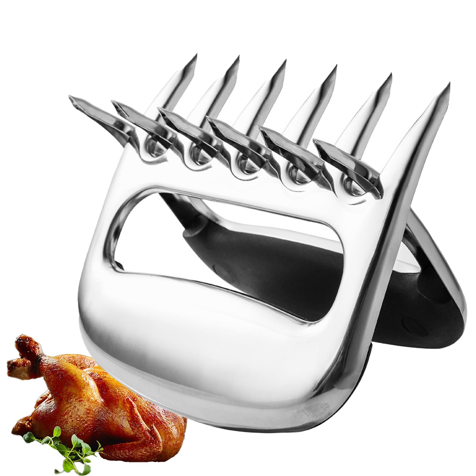 Syfunlv 2pcs Stainless Steel Meat Claws, Pork Shredder Claws, Bear Claws Meat Shredder, For Shredding Handling & Carving Food From Grill Smoker Or Crock Pot, Essential For BBQ Pros, 11.5 * 11 * 1.8cm