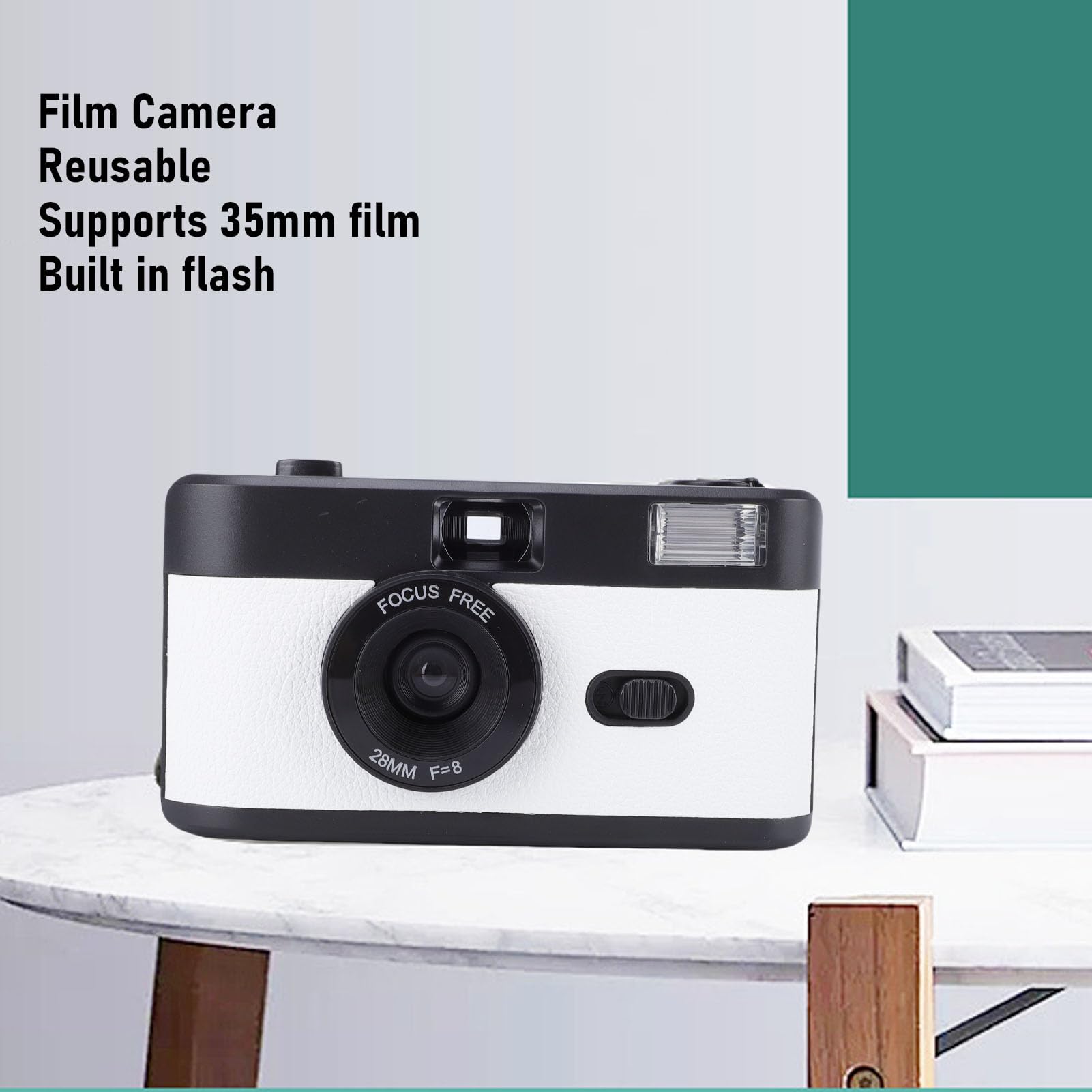 Fotocamera a Pellicola 35mm 28mm F/8 Fotocamera retrò Riutilizzabile con Flash 27 Pellicole a Colori Incluse per Studenti Regalo di Compleanno per Adulti (#1)