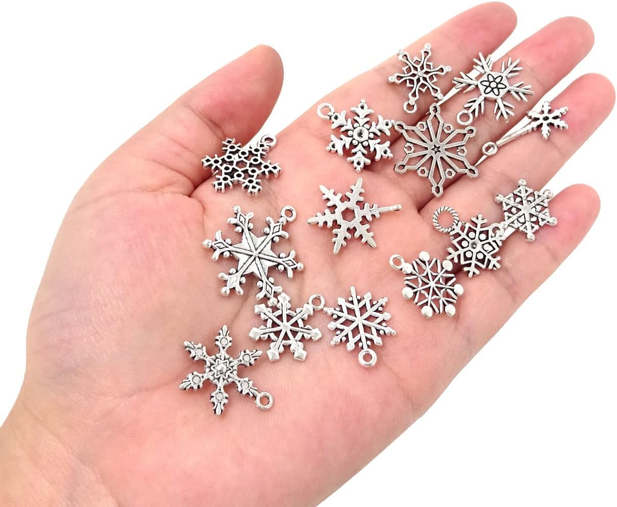 Honbay 84PCS Alloy Snowflake Charms Pendant Christmas Jewelry Findings for Earring Necklace Bracelet Keychain Crafts Making (16 Style) - Image 6