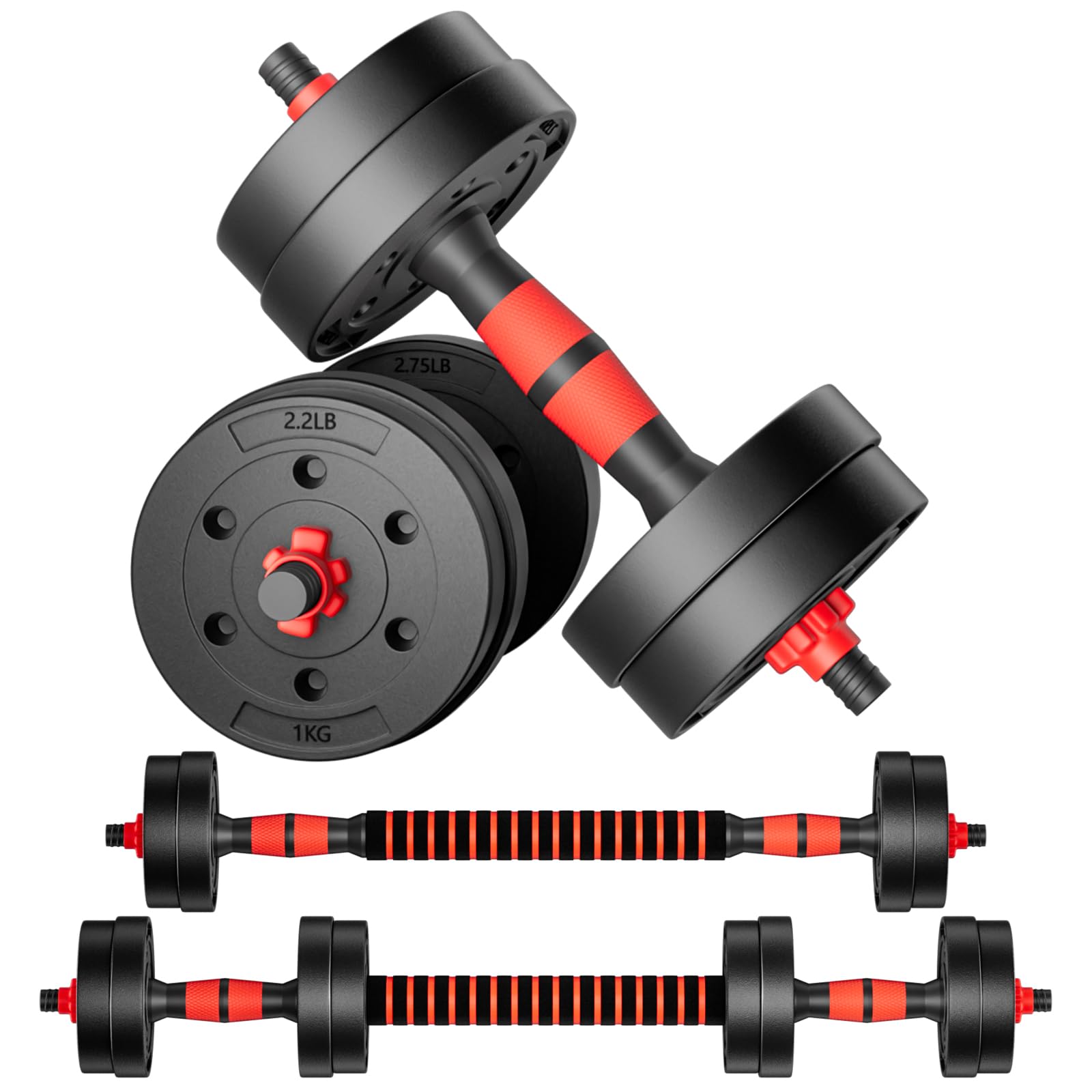 Adjustable-Dumbbells-Sets,Free Weights-Dumbbells Set of 2 Convertible To Barbell A Pair of Lightweight for Home Gym,Women and Men Equipment
