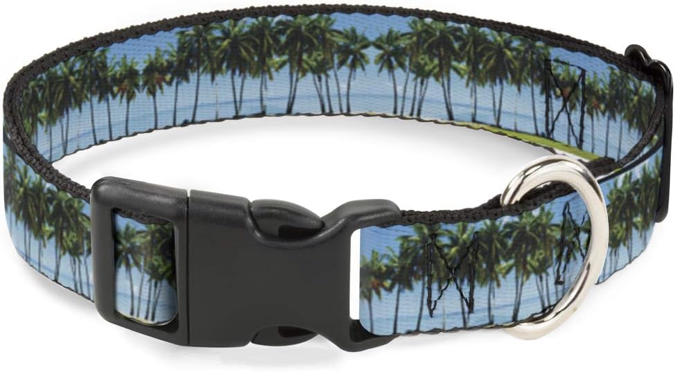 Buckle-Down 16-23" Landscape Beach Palm Trees Plastic Clip Collar, Wide Medium