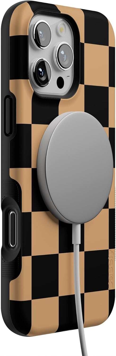 Casely iPhone 16 Pro Max Case | Fit Check | Black & Brown Checkerboard | Bold Protective Design | MagSafe Compatible Design - Image 6