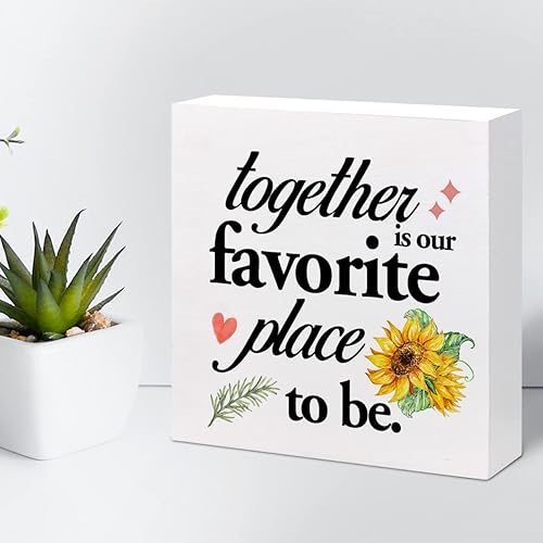 Miniatura 5 de z-crange Letrero de madera con texto en inglés Together Is Our Favorite Place to Be, letreros con cita de amor, citas familiares, decoración
