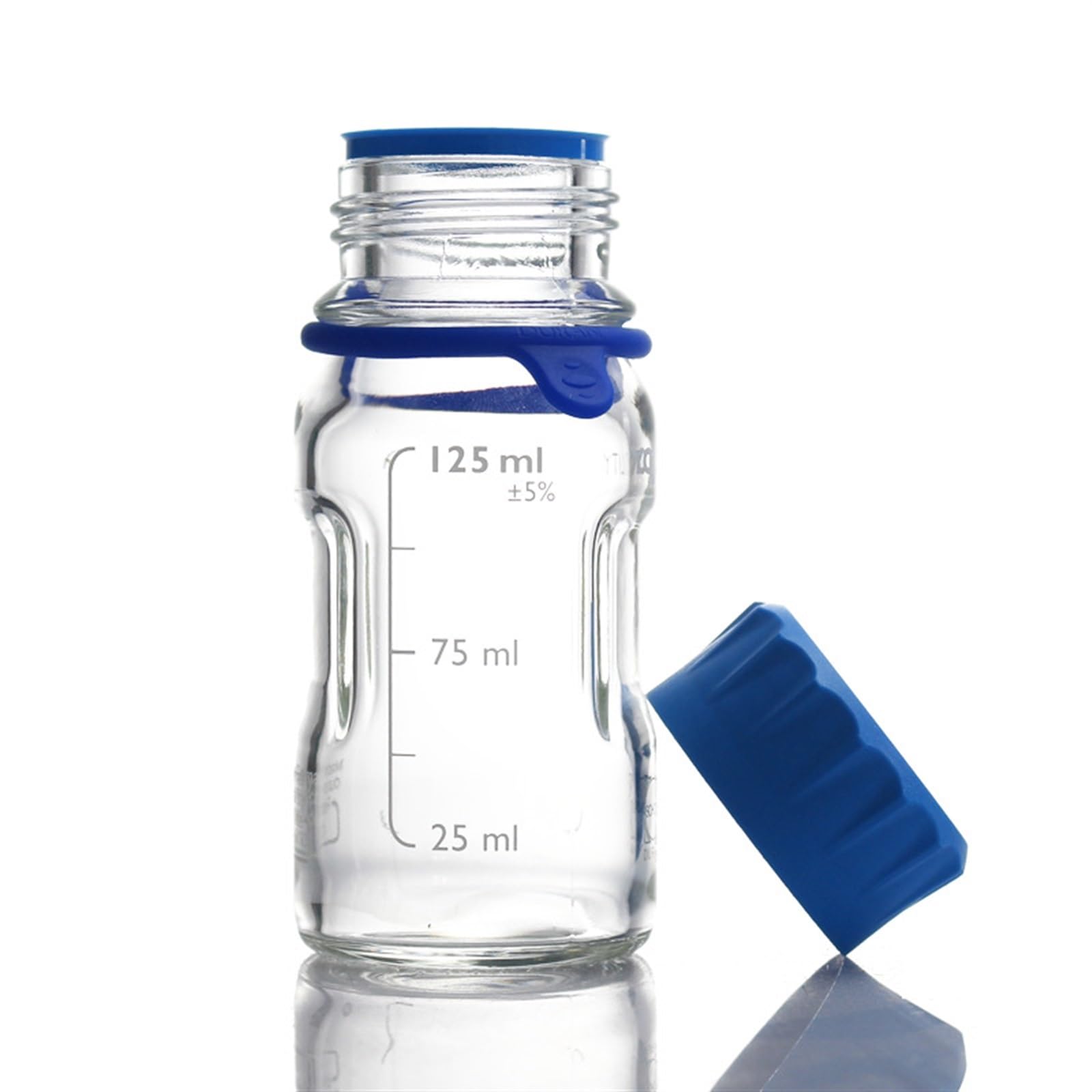 Butelka na odczynniki, Szklana butelka na odczynniki laboratoryjne 125-1000 ml, niebieska nakrętka(250ml)