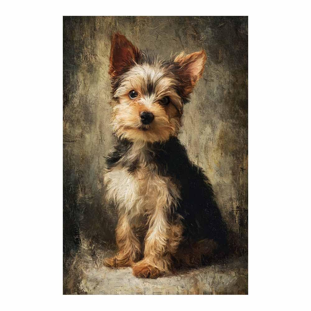 ZAMAEIU Canvas Print Wall Art Yorkshire terrier sitting Abstract Dog Animal Paintings, Suitable for living room, bedroom, for Kids Room Decoretc.(black)-30x50cm Unframed