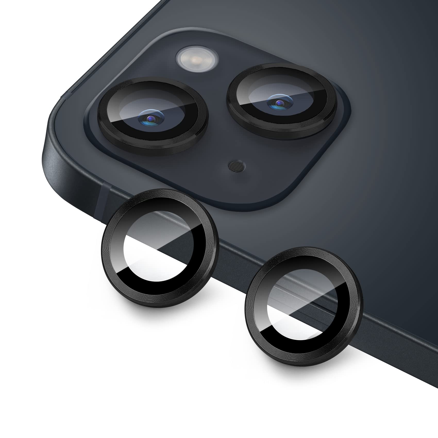 Hsefo for iPhone 13 Mini/iPhone 13 Camera Lens Protector, Anti-Scratch 9H Tempered Glass Metal Camera Screen Protector Shockproof Cover Film Ring -2