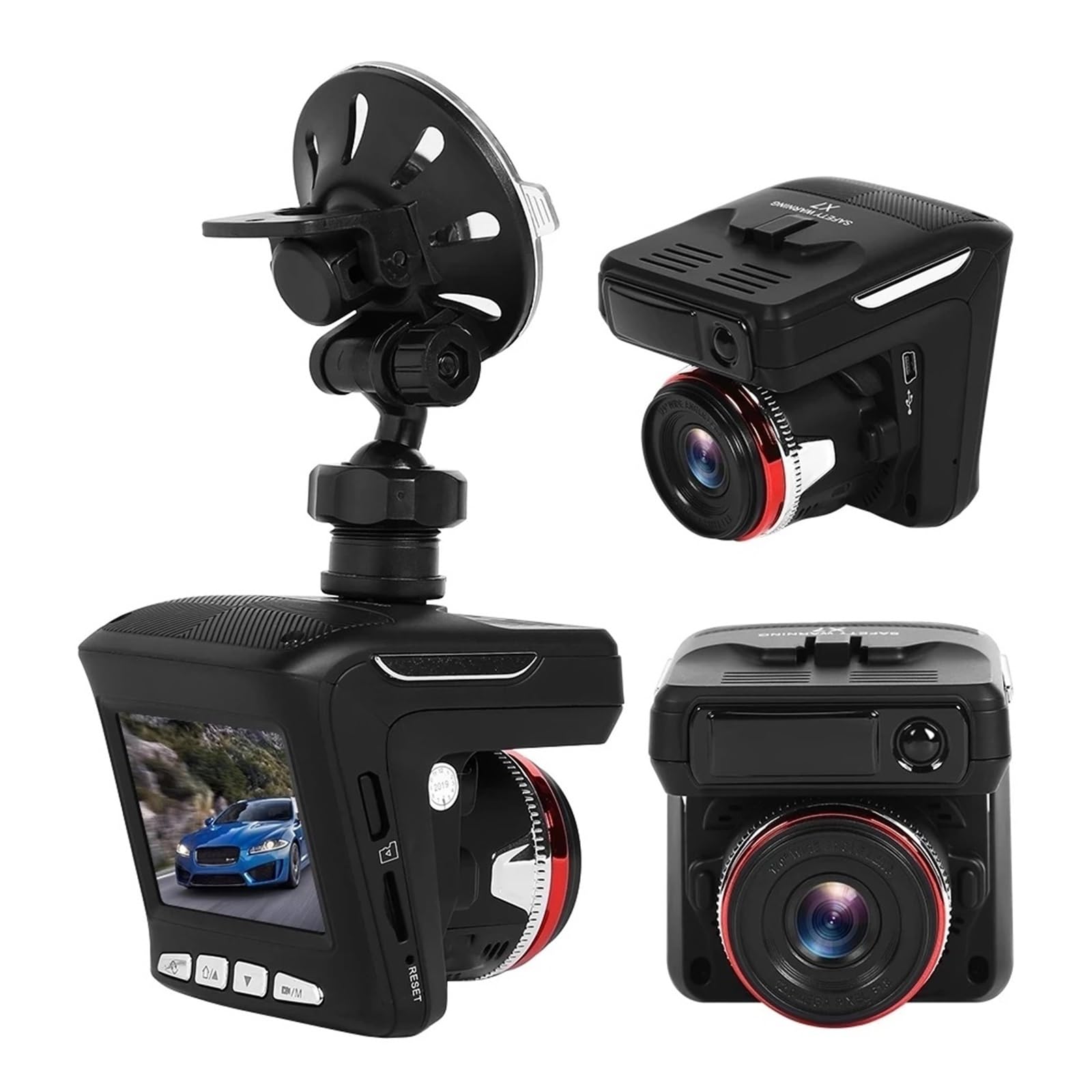 Detector De Radar For Coche 3 En 1, Cámara De Salpicadero, Grabadora De Vídeo, Rastreador GPS, 2,4 "TFT FD 1080P, Tacógrafo, Dispositivo De Advertencia De Tráfico