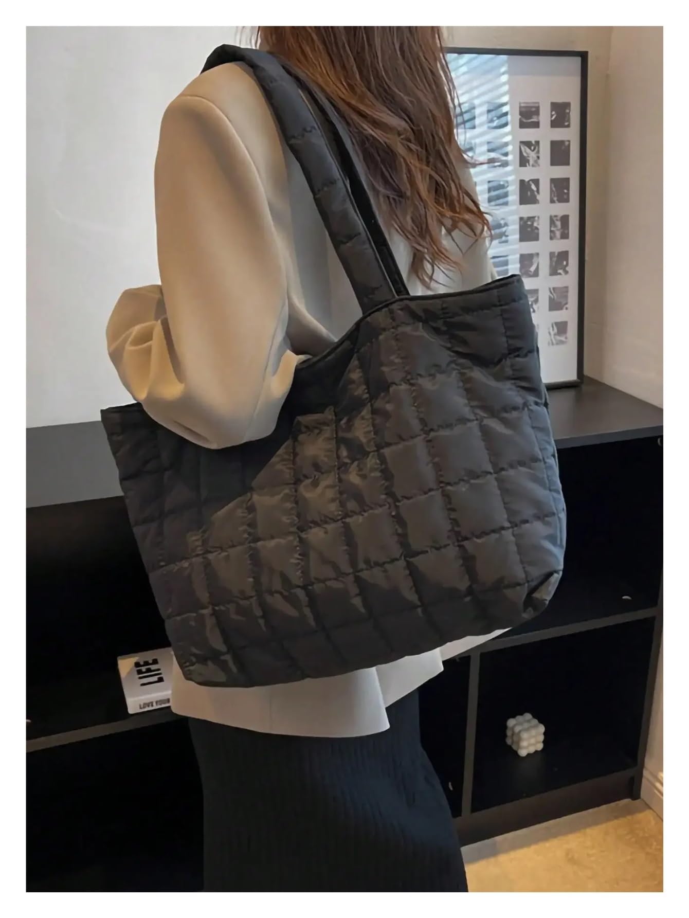 Bolso Grande Mujer Bolso de mano acolchado multifuncional gran capacidad for invierno, adecuado para