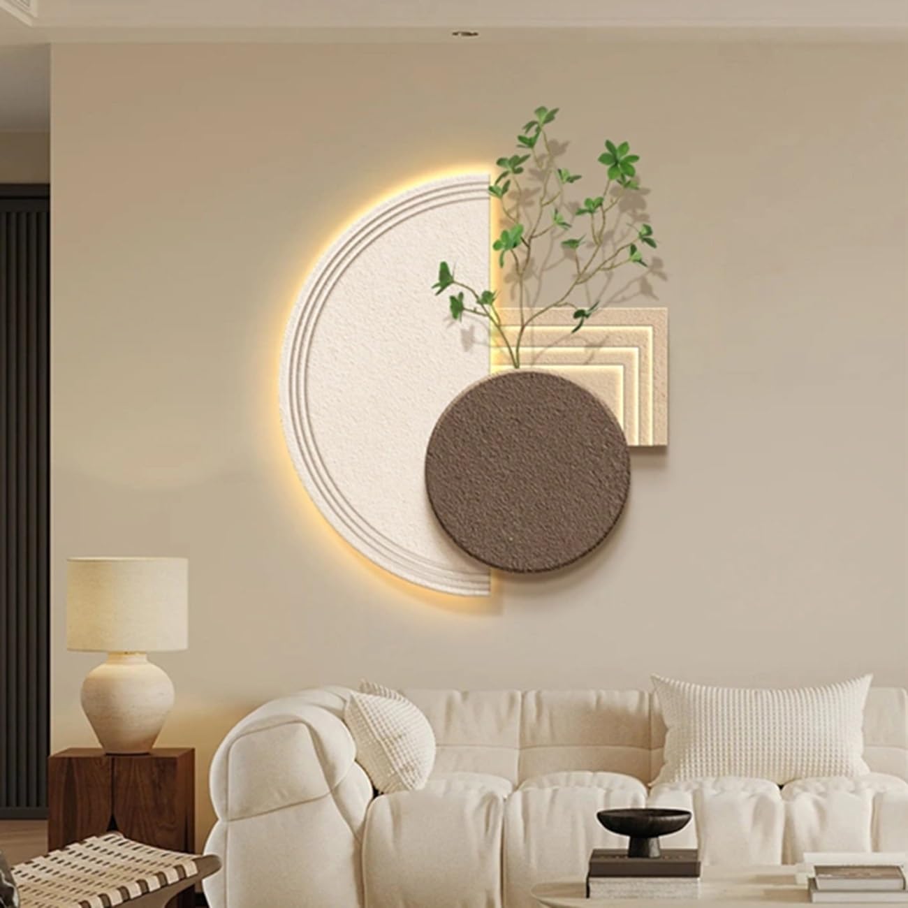 AZQOHMIS LED Wall Sculpture Art with Light, Decorative Painting for Entrance, Foyer, Hotel Lobby, and Living Room