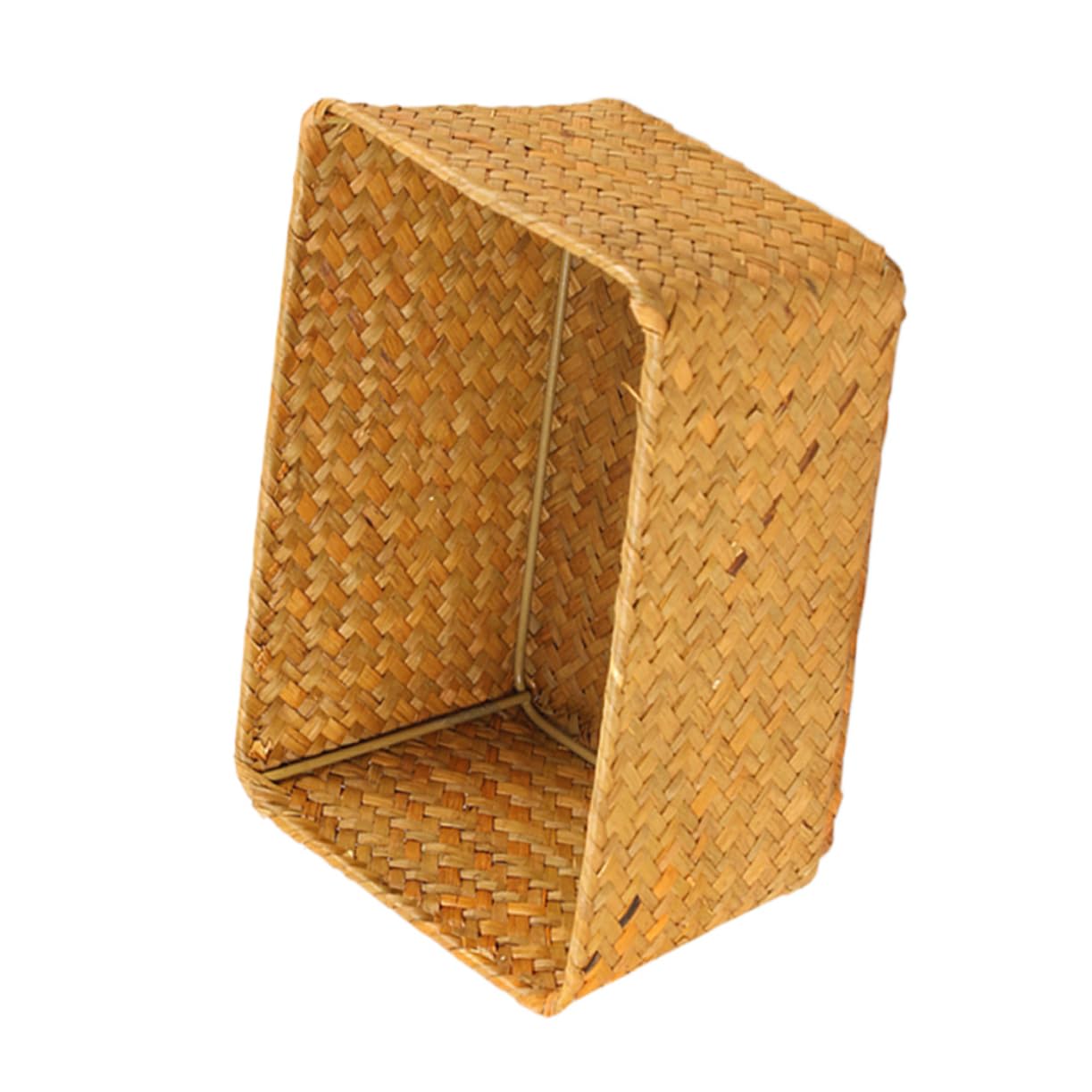 MUSISALY Box Desktop Storage Basket Woven Baskets Basket with Lid Grid Storage Basket Countertop Storage Baskets Bread Baskets Serving Mini Storage Bin Seaweed Woven Basket Wooden