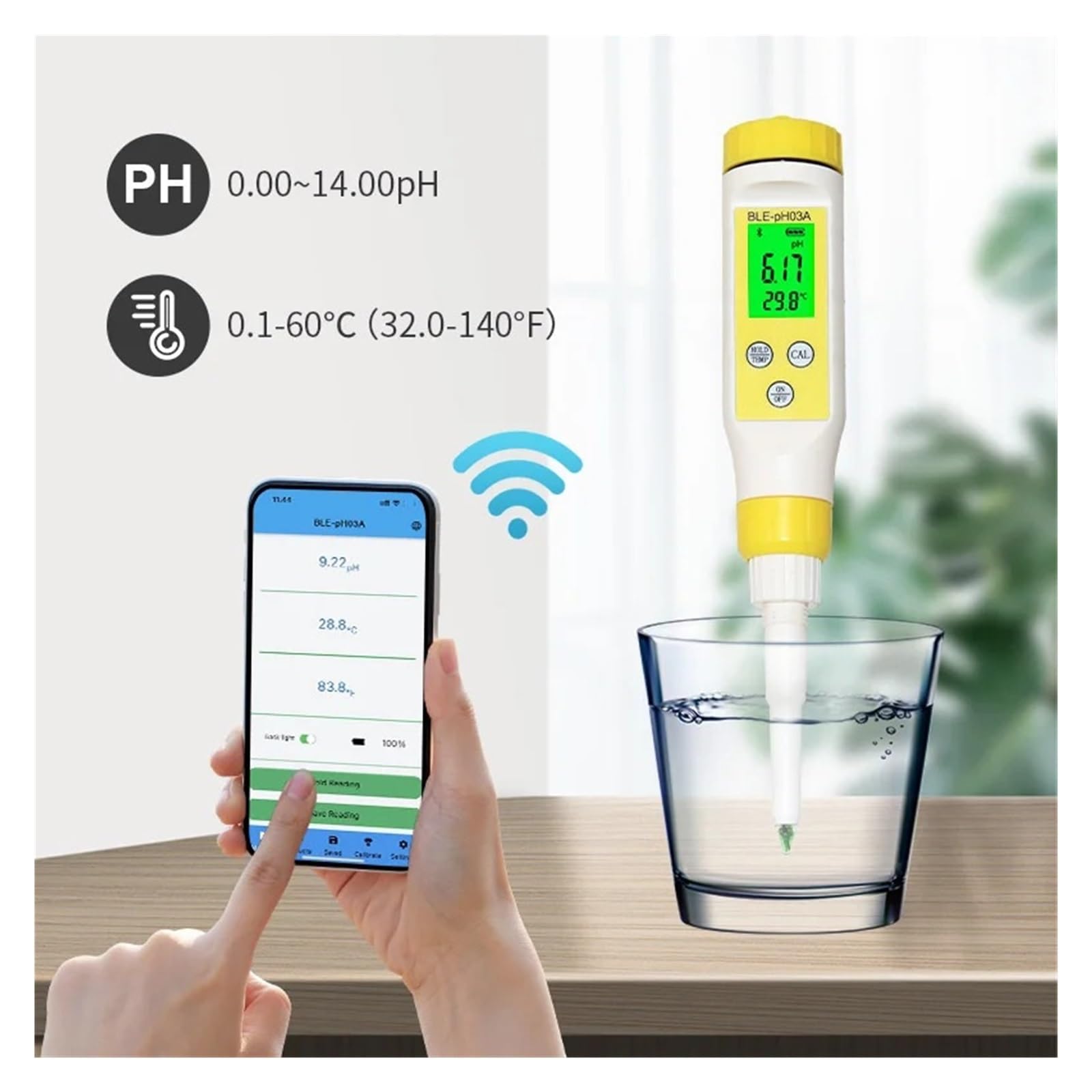 2-in-1-Temperatur-PH-Tester, automatisch kalibrierendes PH-Messgerät for Wasser, Labor, Milch, Käse PräZise Messung