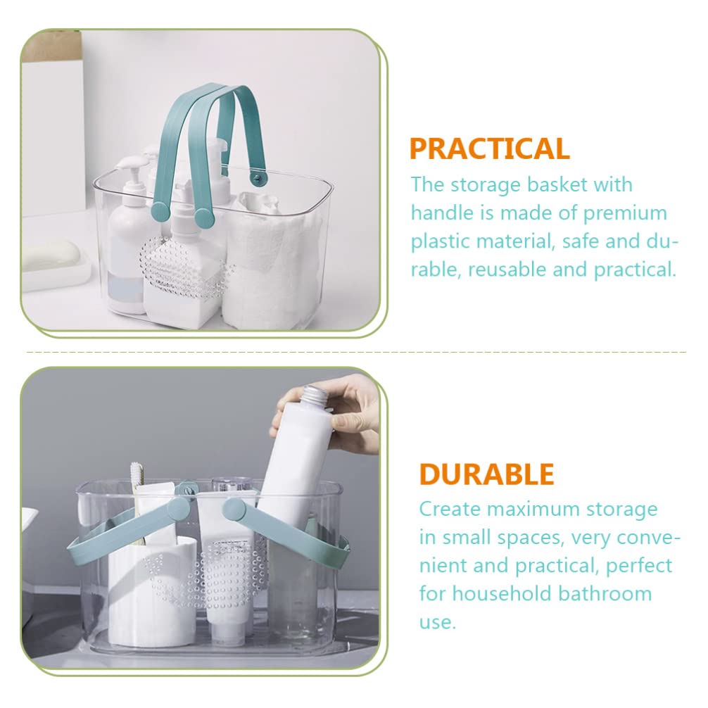 Luxshiny Cesta de Ducha de Plástico con Asa, Cesta para Baño Portátil | Organizadora de Gran Capacidad, para Jabón y Gel de Ducha, Estable sobre Superficie Plana