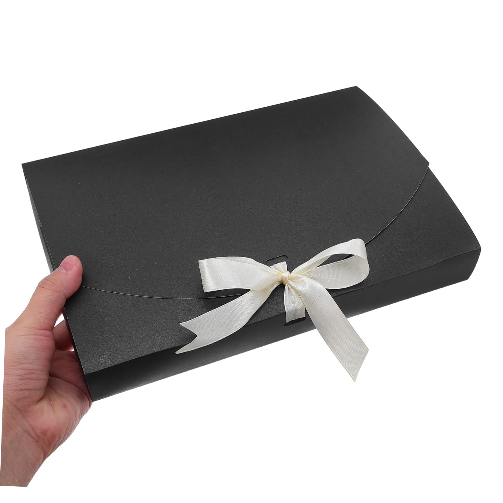 POPETPOP Scatole Regalo in Carta Nero 26x17,5x3,5cm 20pezzi con Fiocco per Scarpe Camicie Natale Compleanno