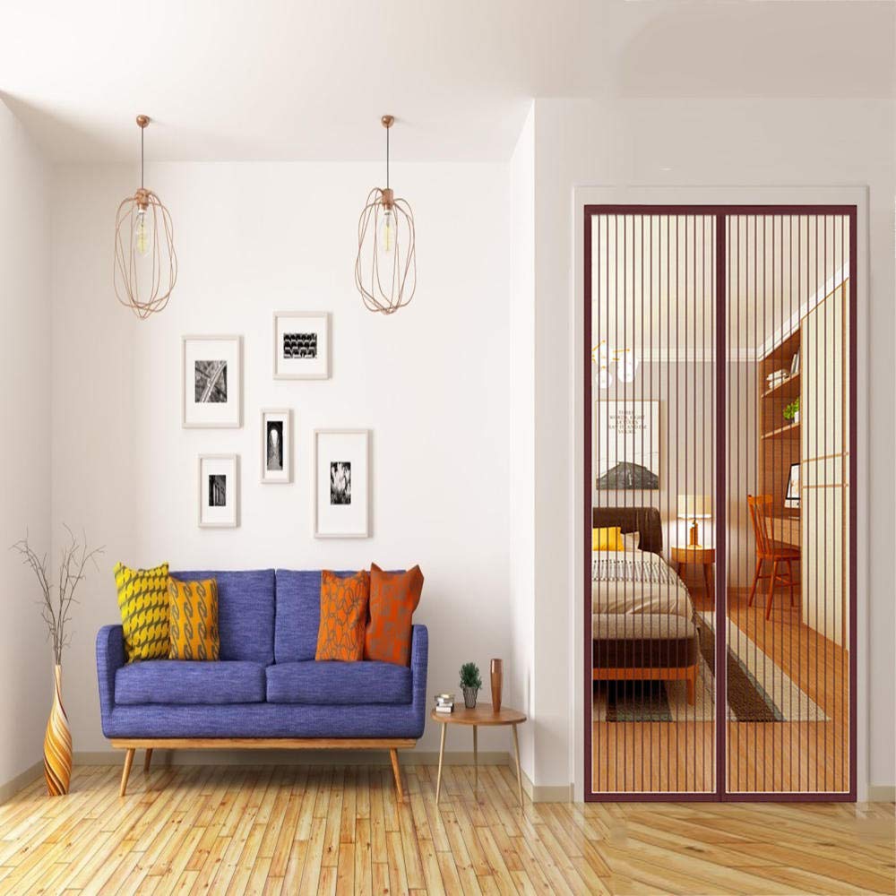 Zanzariera Magnetica Per Porte - 75x250 Cm, Chiusura Automatica, Anti Insetti, Marrone - Foto 5