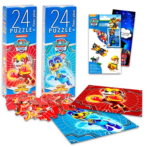 Paw Patrol Puzzle Set Paw Patrol Party Favors - 2 Pack Paw Patrol Jigsaw Puzzle 48 Pc with Paw Patrol Stickers and More (Paw Patrol Party Supplies Bundle)