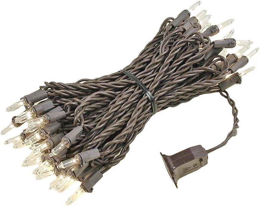 Novelty Lights 25 Feet 50 Bulb Incandescent Mini Light String, Clear with 6-Inch Spacing on White Wire, UL Listed Commercial Grade Indoor/Outdoor Mini Lights, Connectable End-to-End