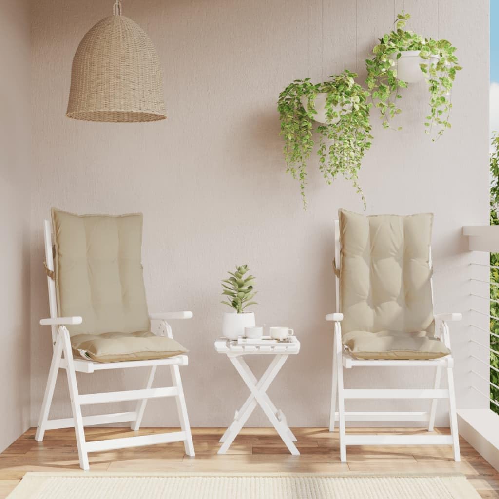 vidaXL Cuscini per Sedia con Schienale Alto 2 pz Beige Tessuto Oxford