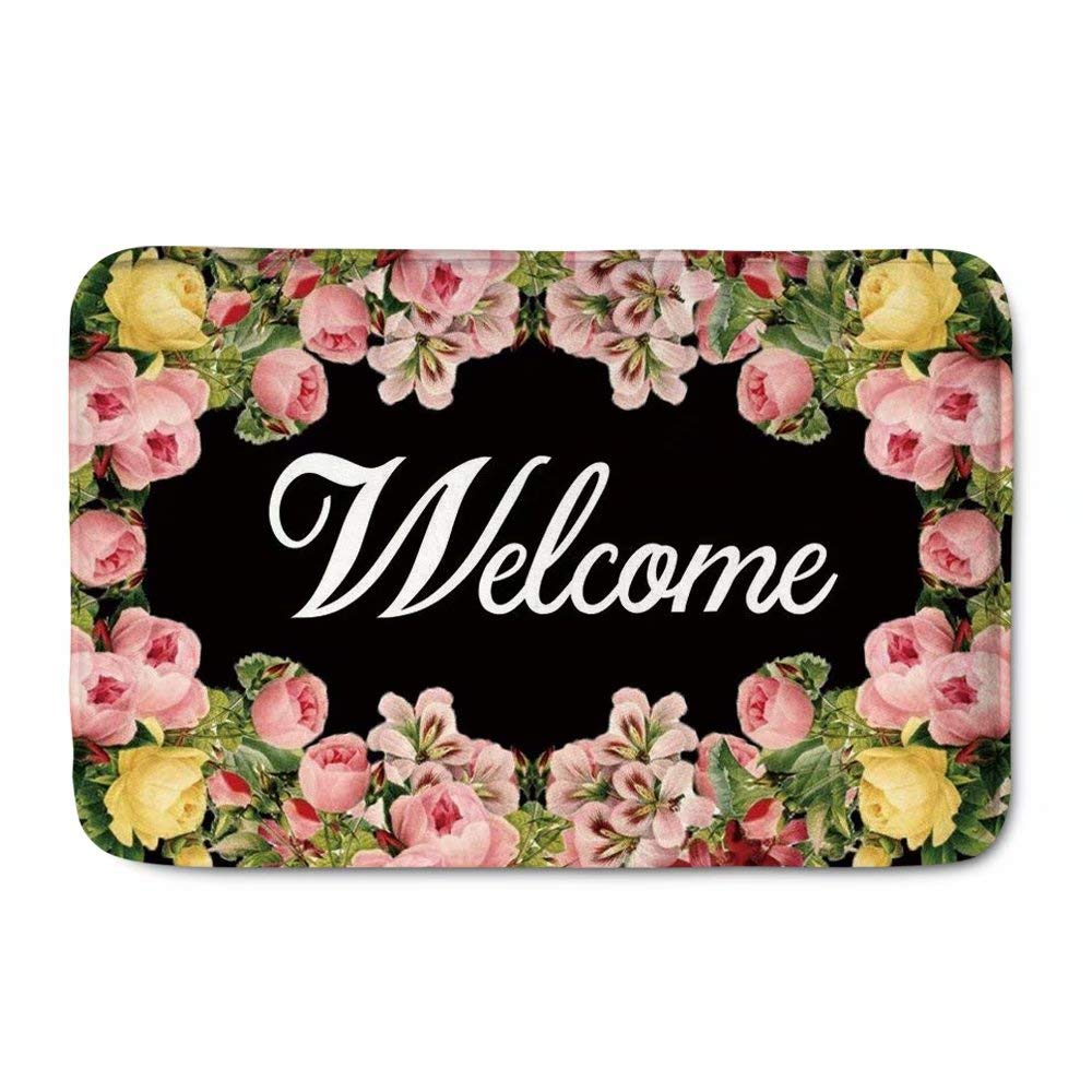 chaqlin Welcome Floor Entrance Door Mat Anti Slip Indoor Outdoor Flannel Doormat for Christmas Decor Home Accessories