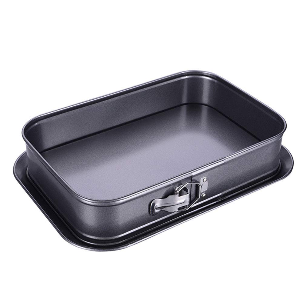 SEIWEI Moules à gâteau rectangulaires avec fond amovible et boucle, revêtement anti-adhésif pour faire des tortes, cheesecake, mousse (35,5 x 24 x 7,8 cm)
