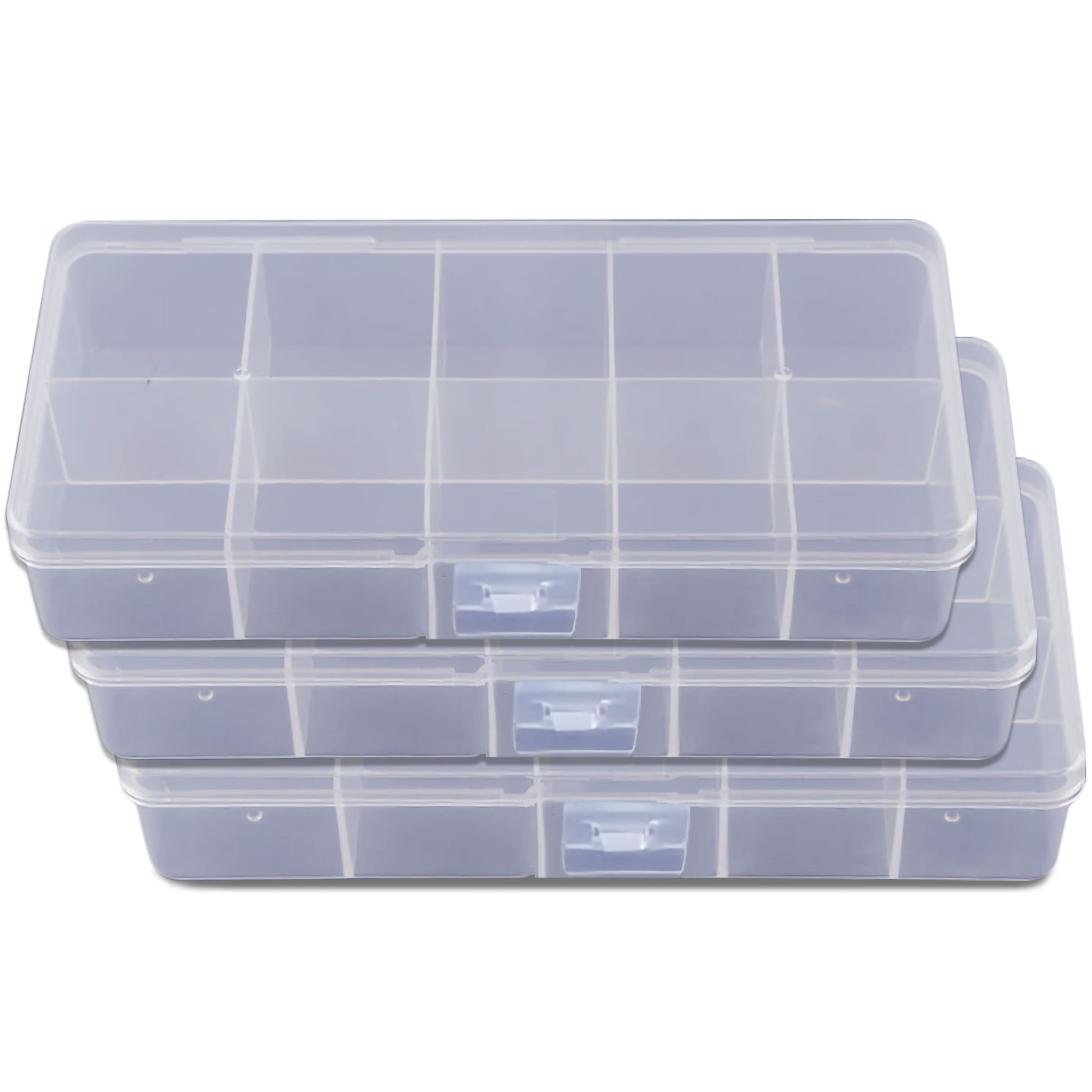 INDIKONB Plastic Partition Organizer with 10 Compartments | Transparent Jewellery Storage for Accessories, DIY, Craft Supplies, Beads, Jewelry Making & Small Item Organization (3 Boxes)-image-12