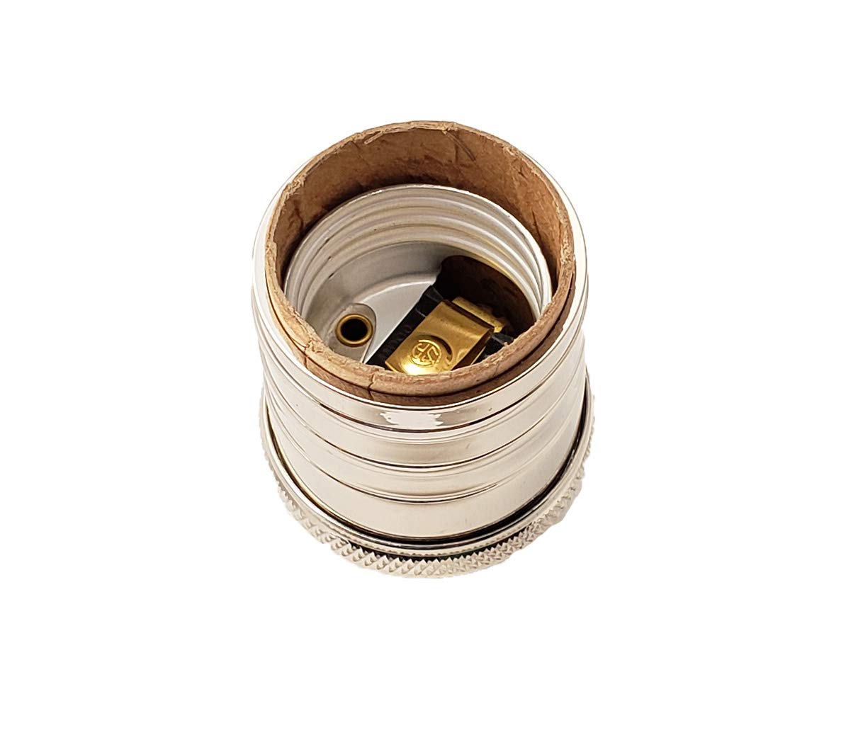 B&P Lamp® Heavy Turned Brass Keyless Sockets, Nickel Plated Finish, Keyless (No Switch), No Uno Thread